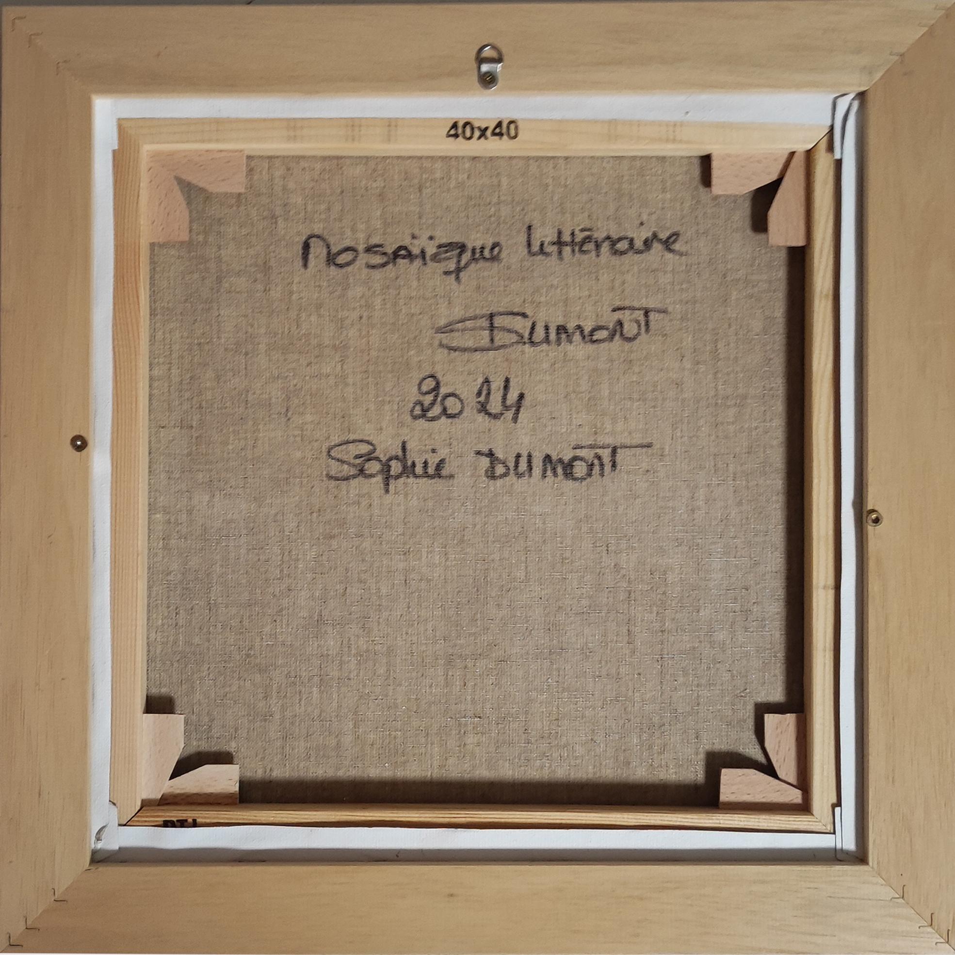 Mosaico letterario, Biblioteca astratta, Geometrico, Contemporaneo, Olio, Libri, Moderno in vendita 7