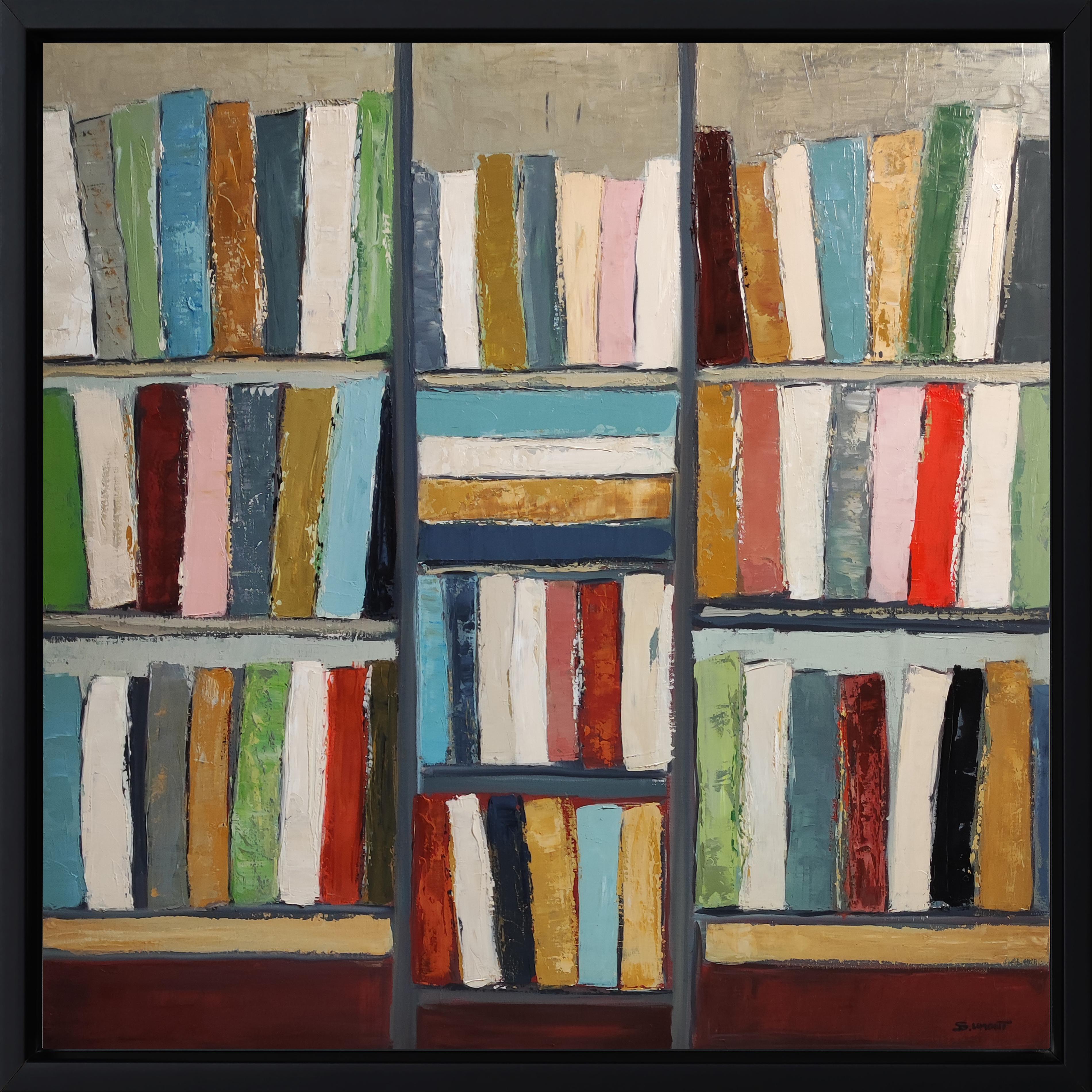 Literarische Wellen, Stillleben, Bücher, Bibliothek, Französisch, Expressionismus, Contemporary – Painting von SOPHIE DUMONT