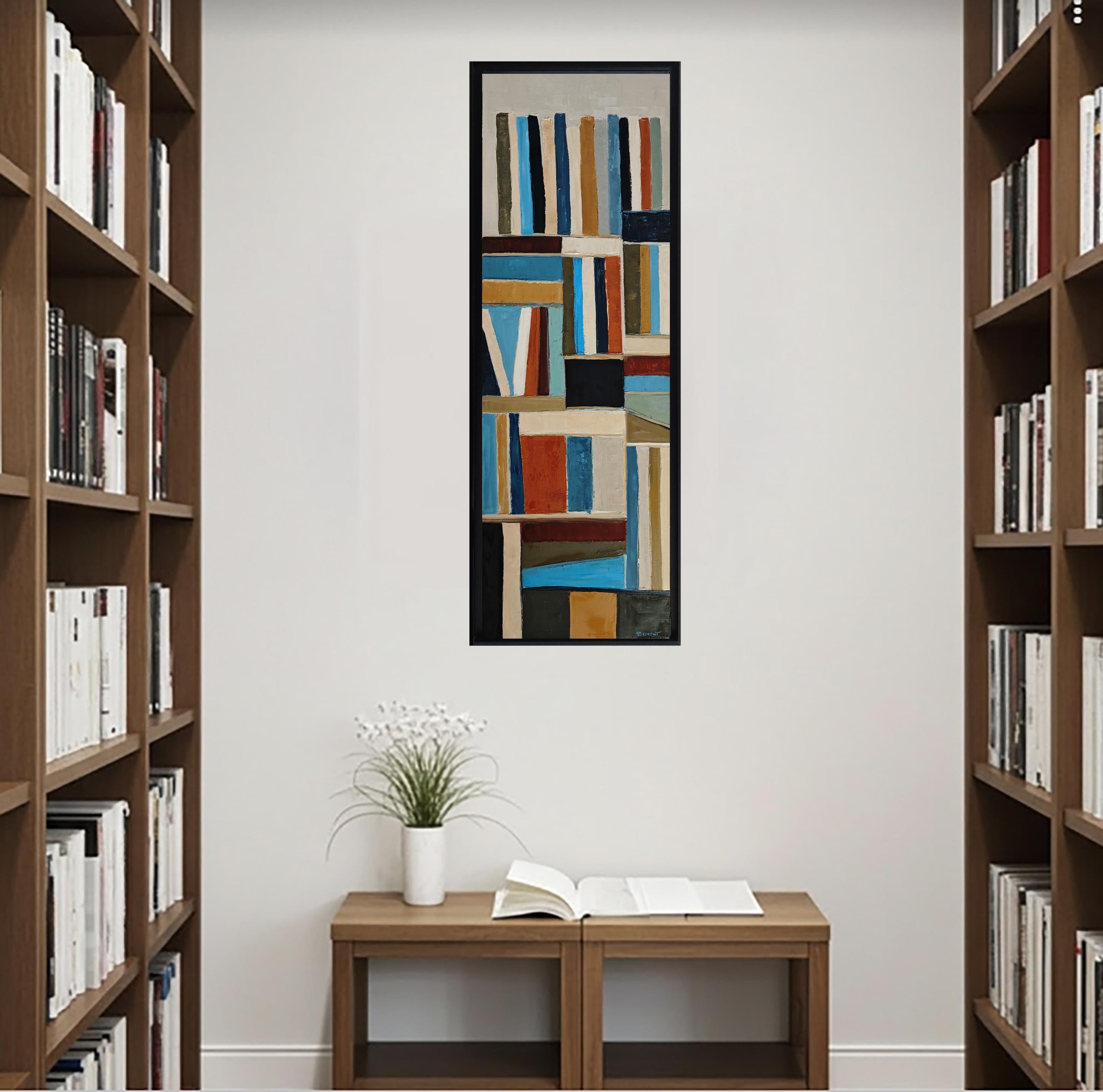 Livres en dialogue, Abstract Library, Expressionism Contemporary, Oil painting For Sale 6