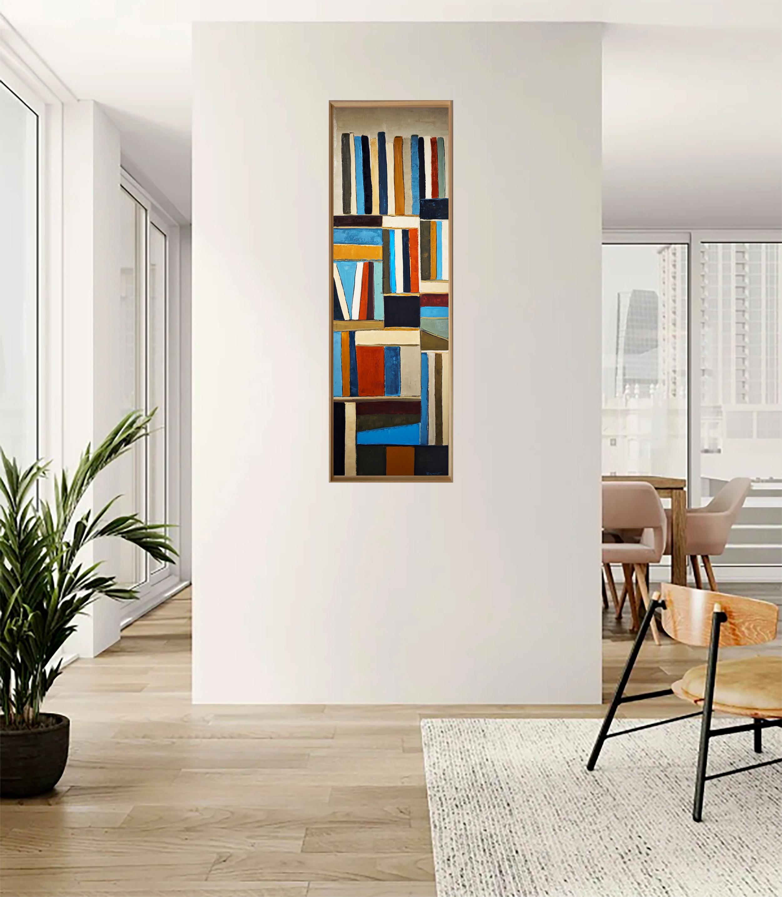 Livres en dialogue, Abstract Library, Large geometric Contemporary, Oil painting For Sale 4