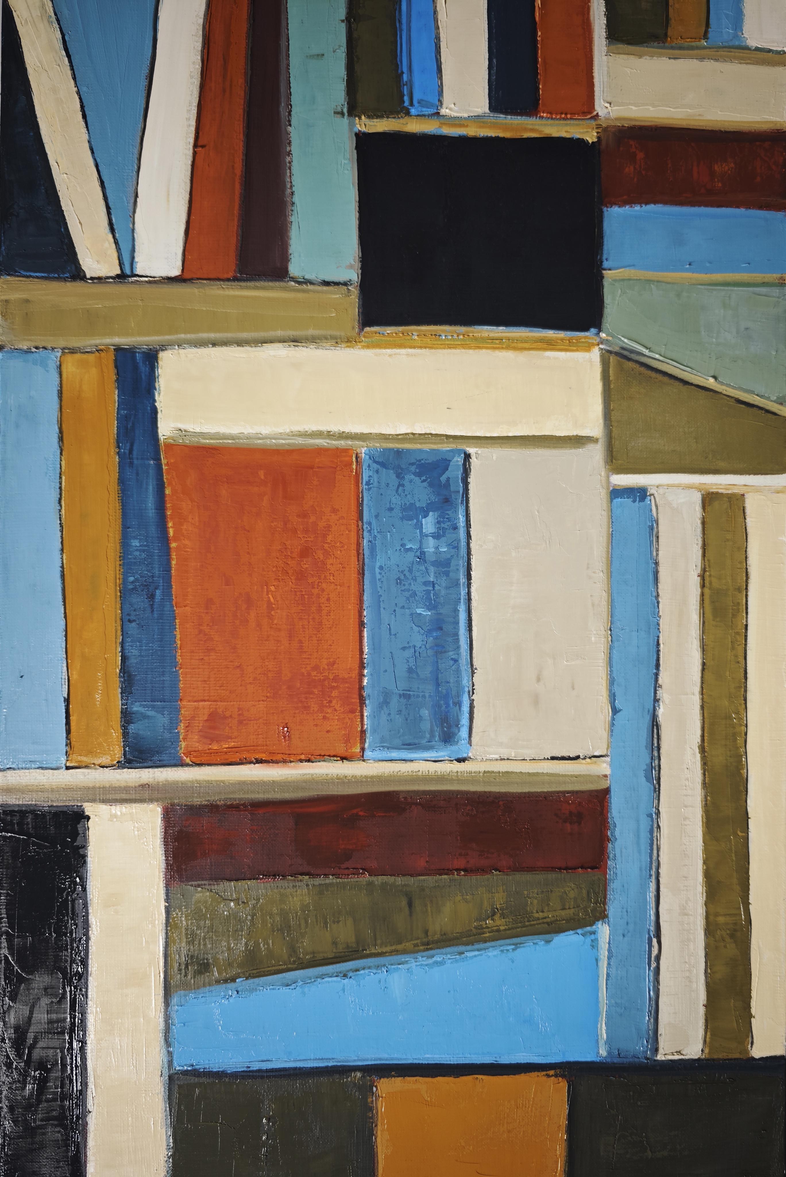 Livres en dialogue, Abstract Library, Large geometric Contemporary, Oil painting For Sale 1