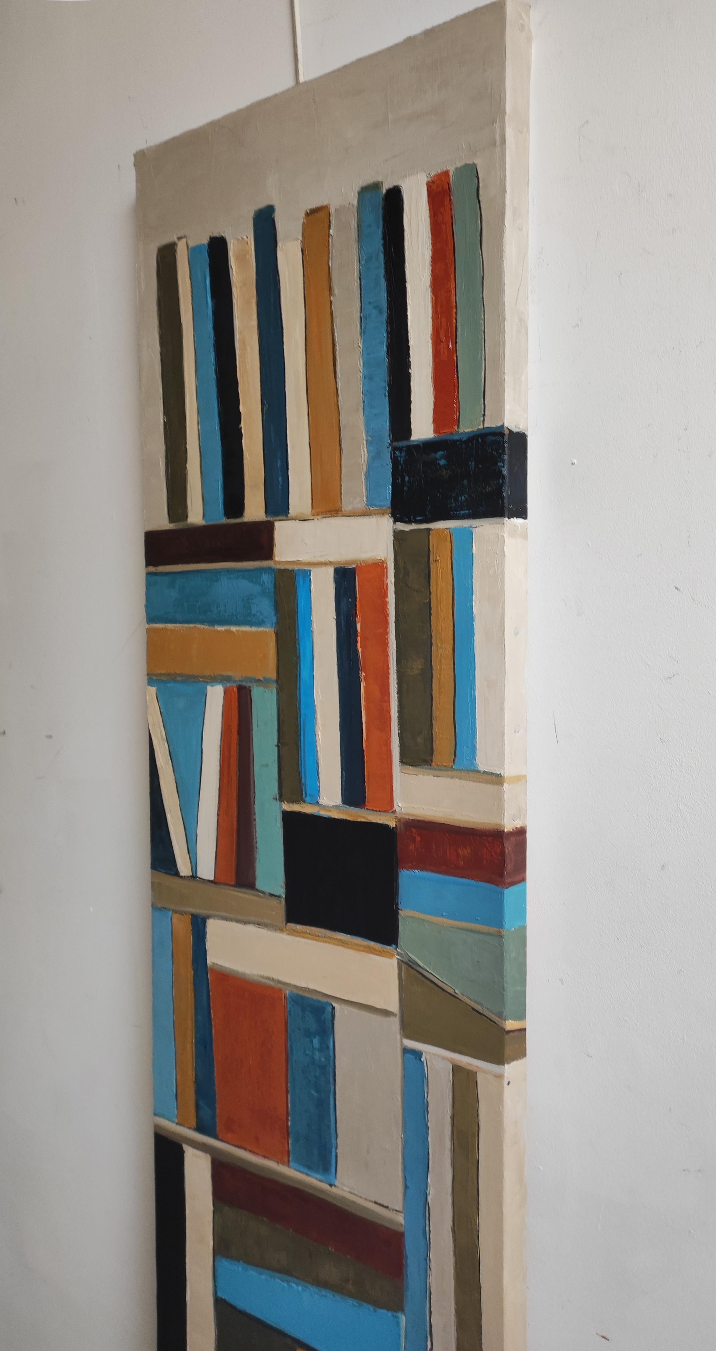 Livres en dialogue, Abstract Library, Large geometric Contemporary, Oil painting For Sale 2