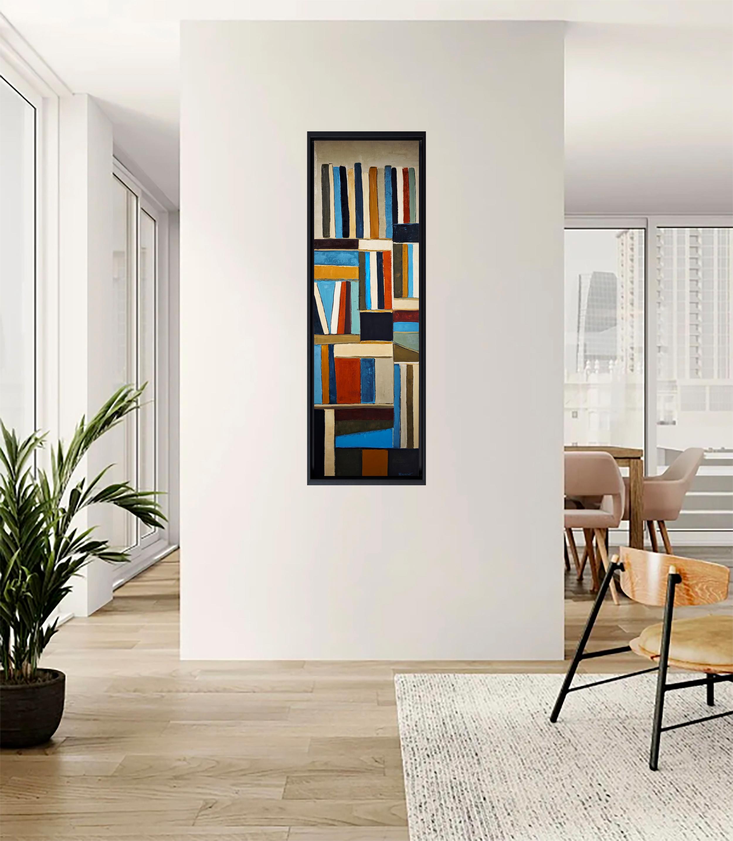 Livres en dialogue, Abstract Library, Large geometric Contemporary, Oil painting For Sale 5