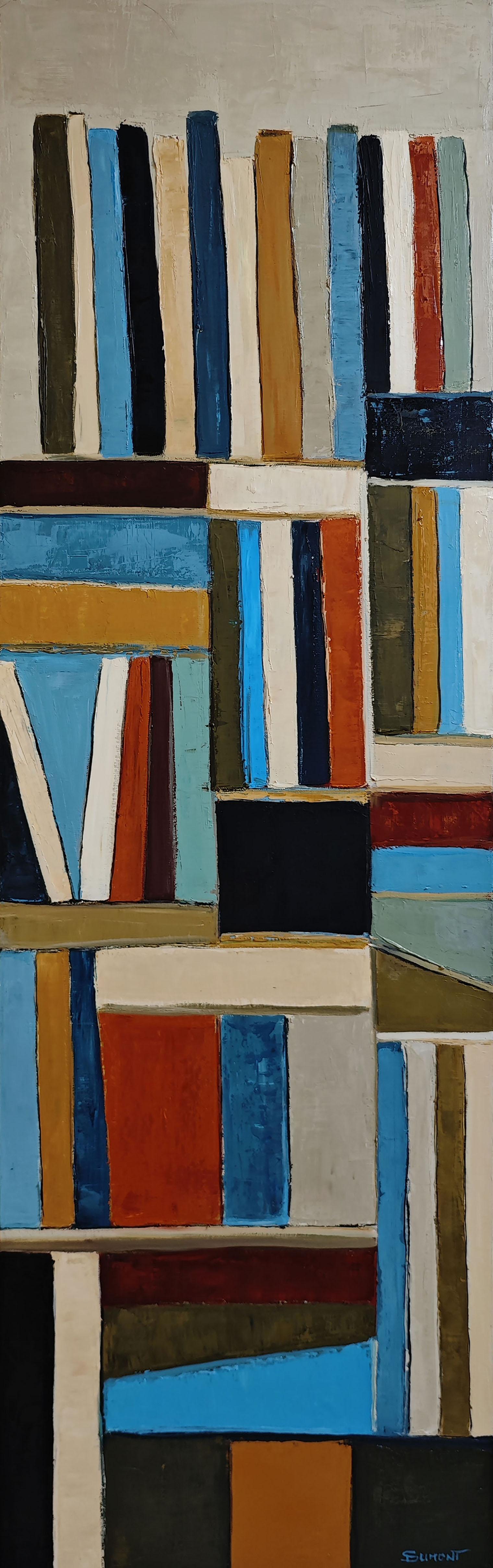 Livres en dialogue, Abstract Library, Large geometric Contemporary, Oil painting For Sale 7