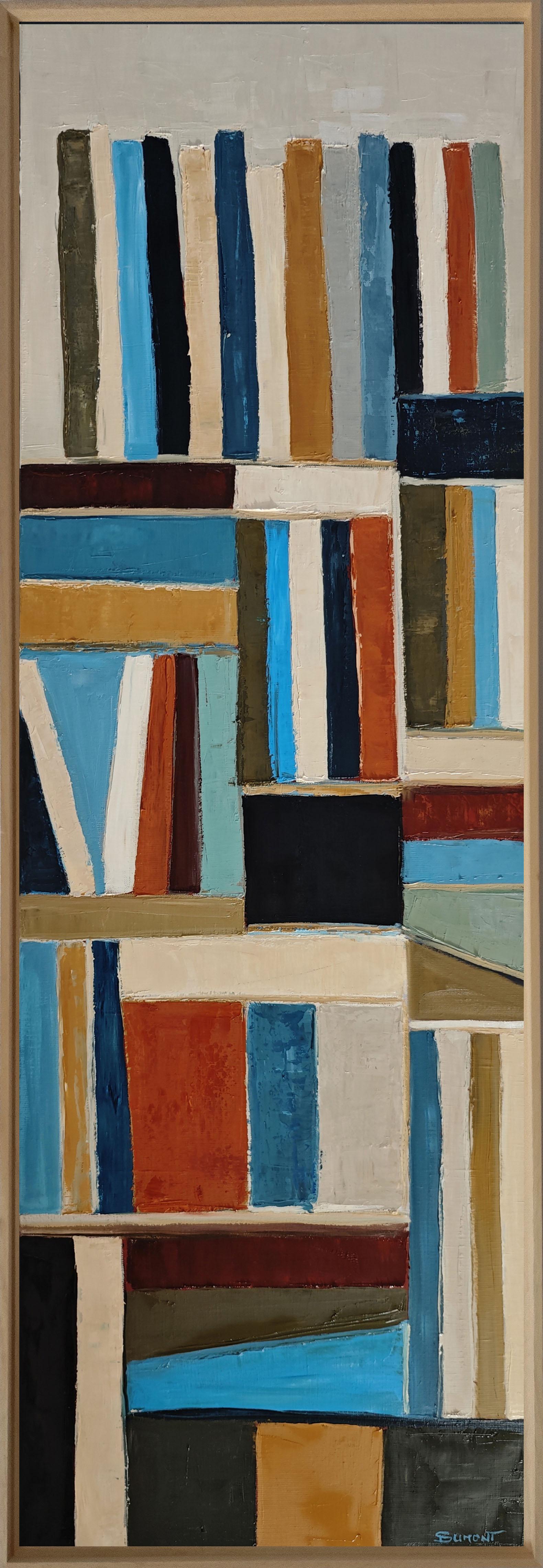 Livres en dialogue, Abstract Library, Expressionism Contemporary, Oil painting - Painting by SOPHIE DUMONT