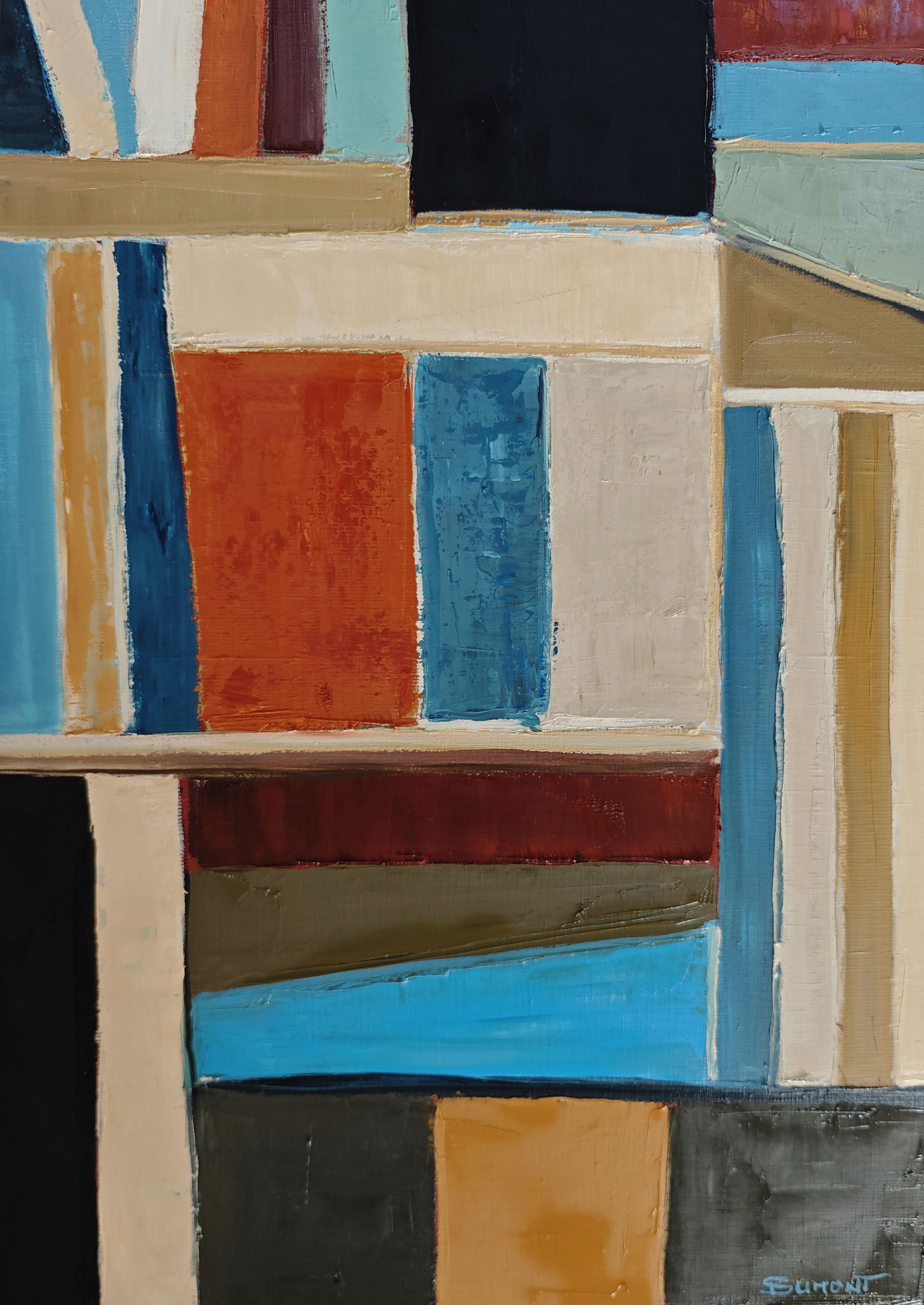 Livres en dialogue, Abstract Library, Expressionism Contemporary, Oil painting For Sale 2