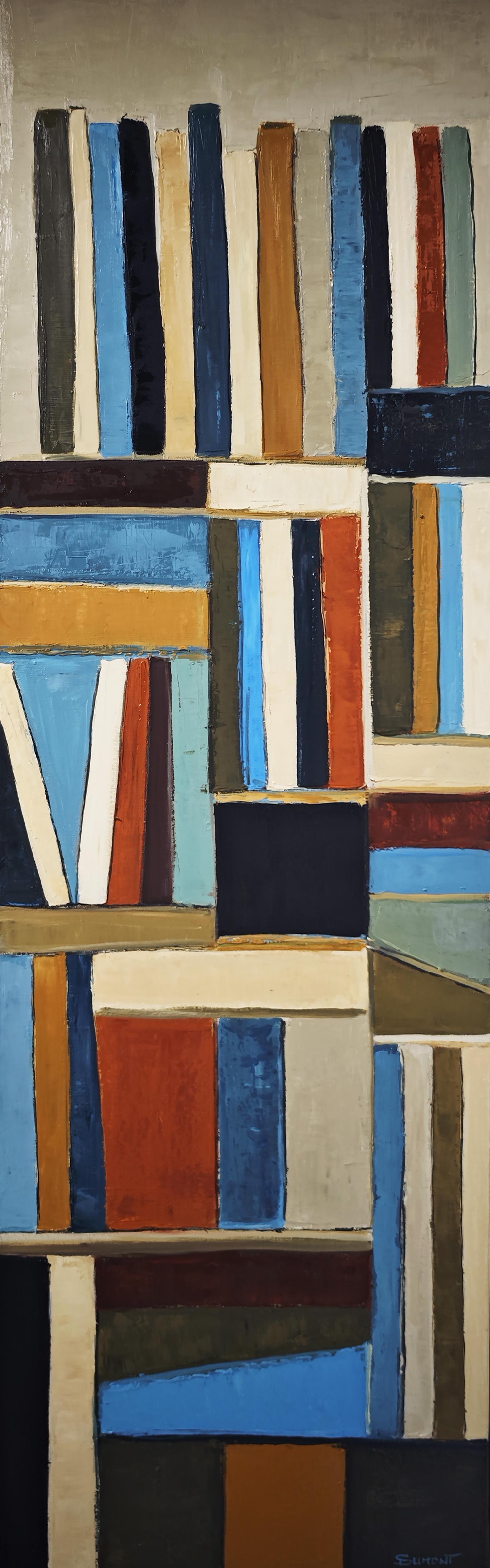 Livres en dialogue, Abstract Library, Large geometric Contemporary, Oil painting - Painting by SOPHIE DUMONT