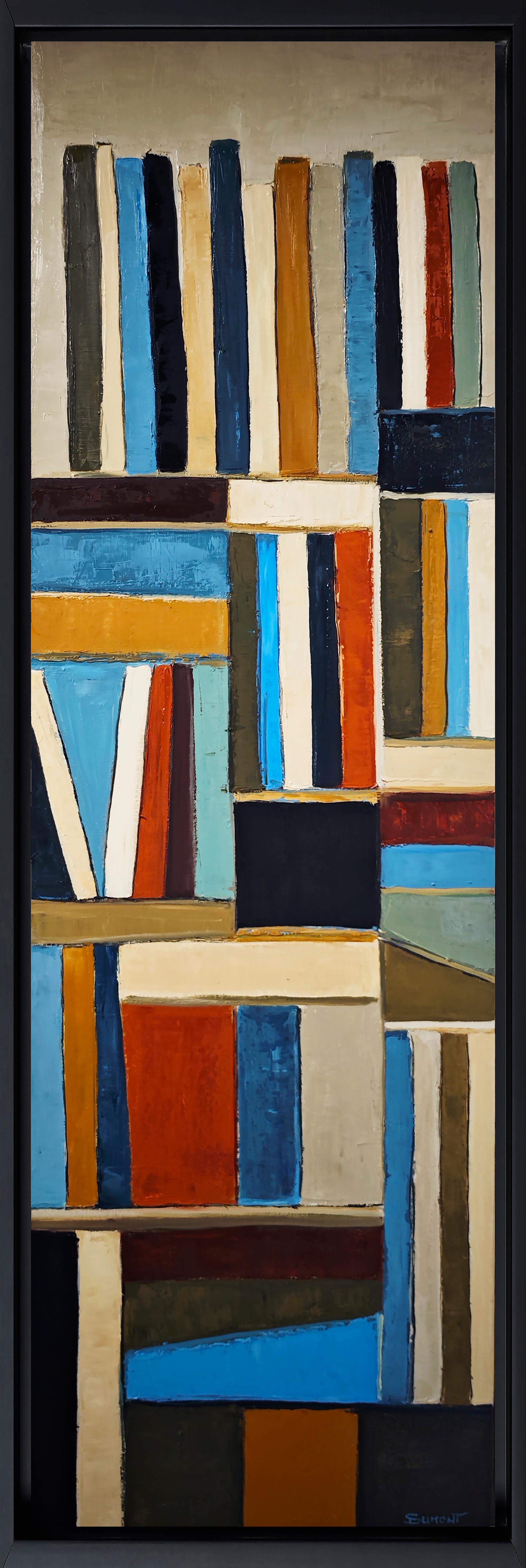 Livres en dialogue, Bibliothèque abstraite, Expressionnisme contemporain, Peinture à l'huile