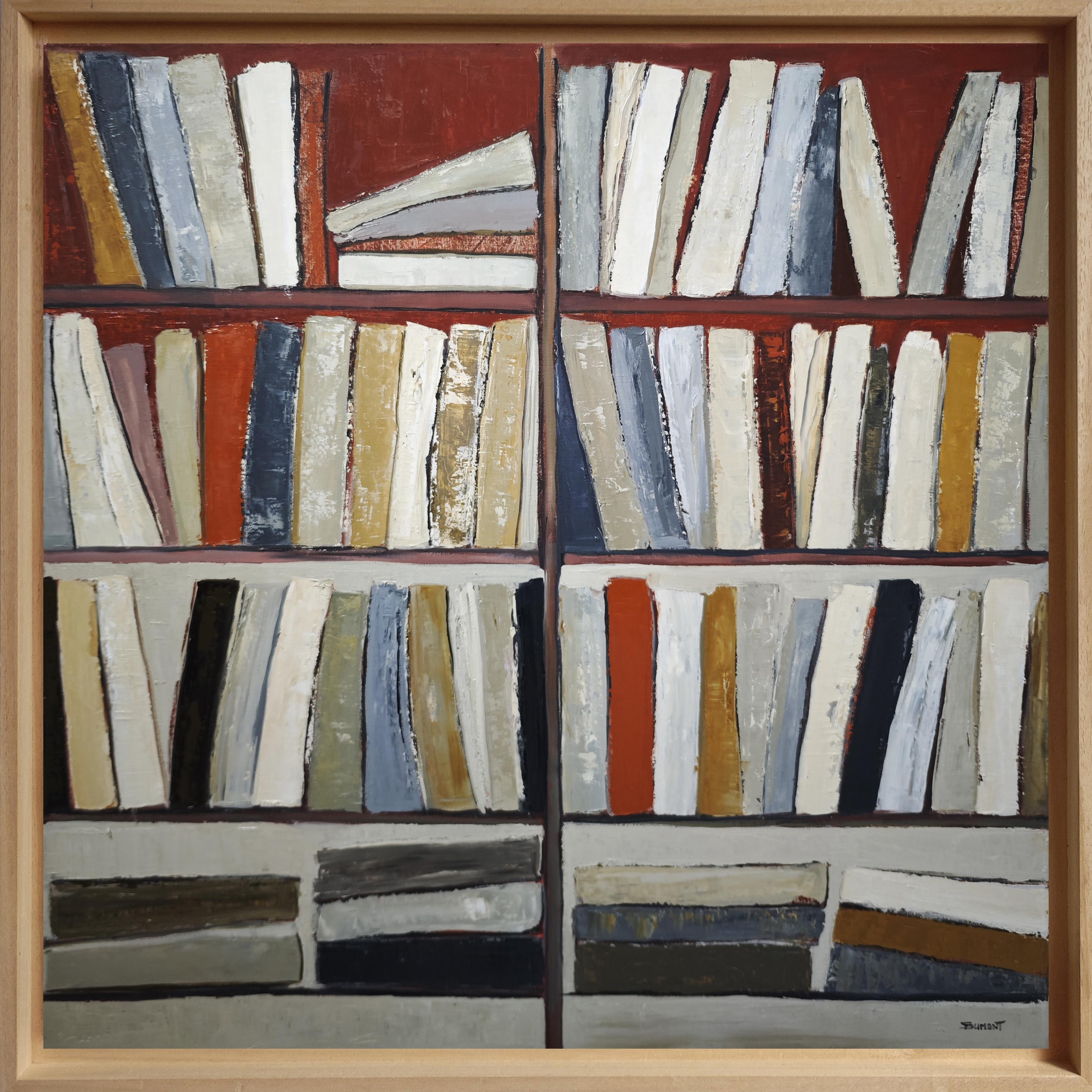 l
odre du temps- Large Abstract Library – Oil on canvas –Contemporary, French