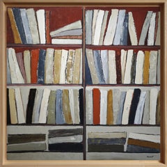 l
odre du temps- Large Abstract Library – Oil on canvas –Contemporary, French