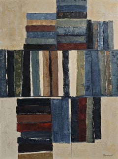 L'ordre des tomes, Contemporary textured Oil on Canvas, Abstract library