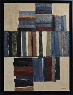 L'ordre des tomes, Contemporary textured Oil on Canvas, Abstract library