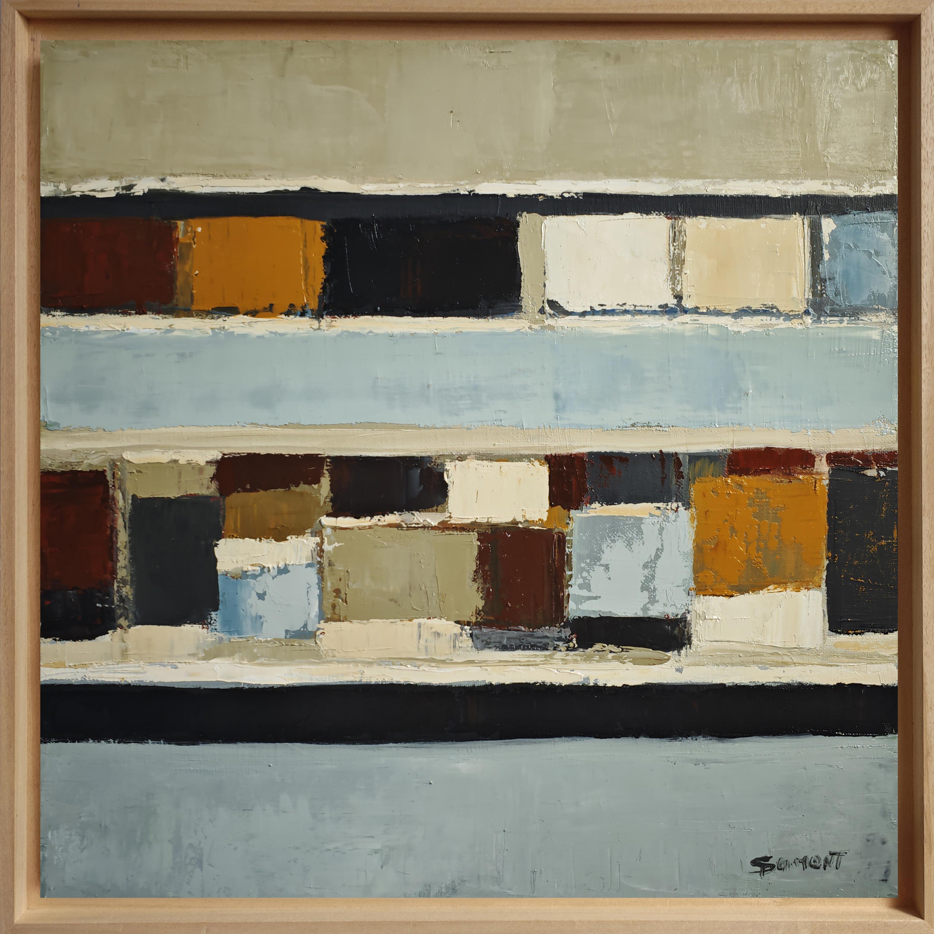 L'ordre du monde, Óleo, Expresionismo, Multicolor, Francés, Abstracto - Landscape Painting Gris de SOPHIE DUMONT