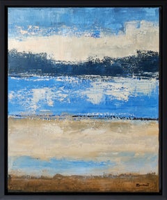 Lueur d'azur, paysage abstrait bleu, bord de mer, contemporain, Modernity , encadré
