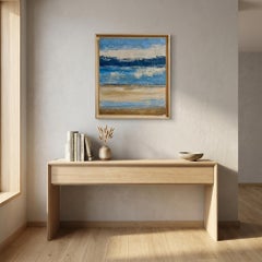 Lueur d'azur, Blue Abstract Landscape, Seaside, Contemporary, Modern , Framed