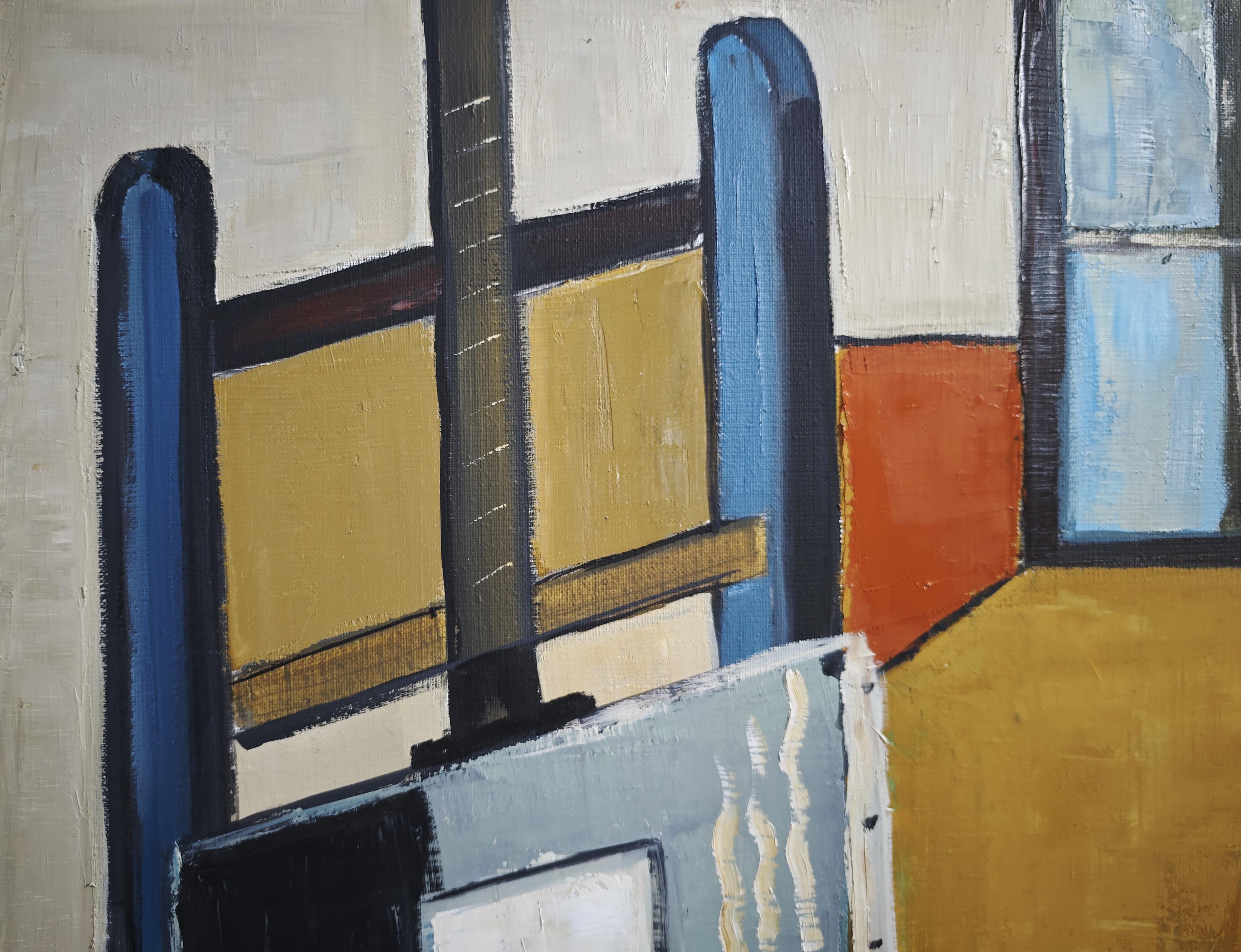 Lumiere d'atelier, Estudio de artista, empaste, Abstracto, Expresionismo, Contemporáneo - Interior Painting Negro de SOPHIE DUMONT