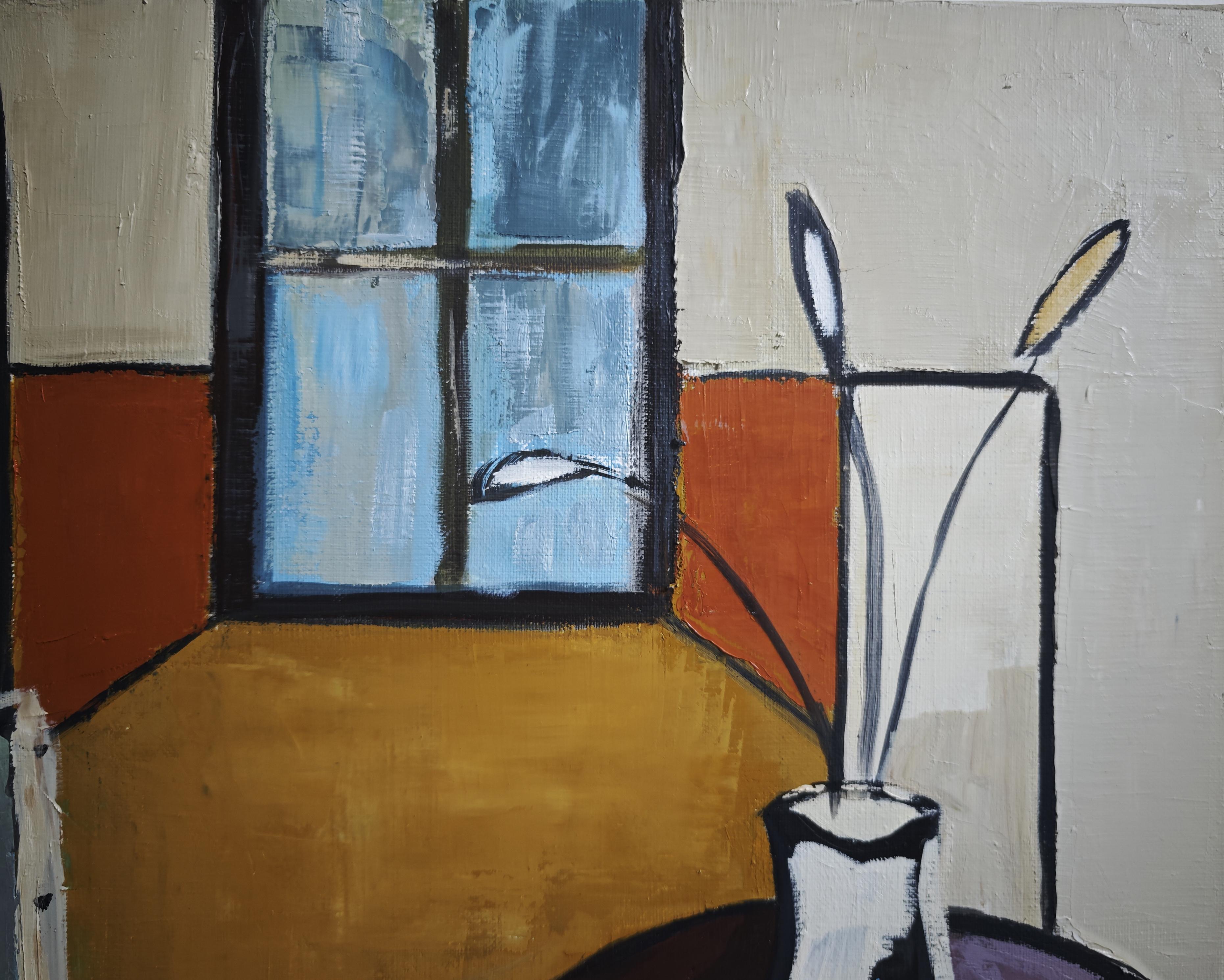 Lumière d'Atelier es un óleo postcubista de la artista contemporánea francesa Sophie Dumont. Esta obra representa el interior de un estudio estilizado, con un caballete, un lienzo, una mesa redonda, un jarrón negro y una ventana, todo ello reducido
