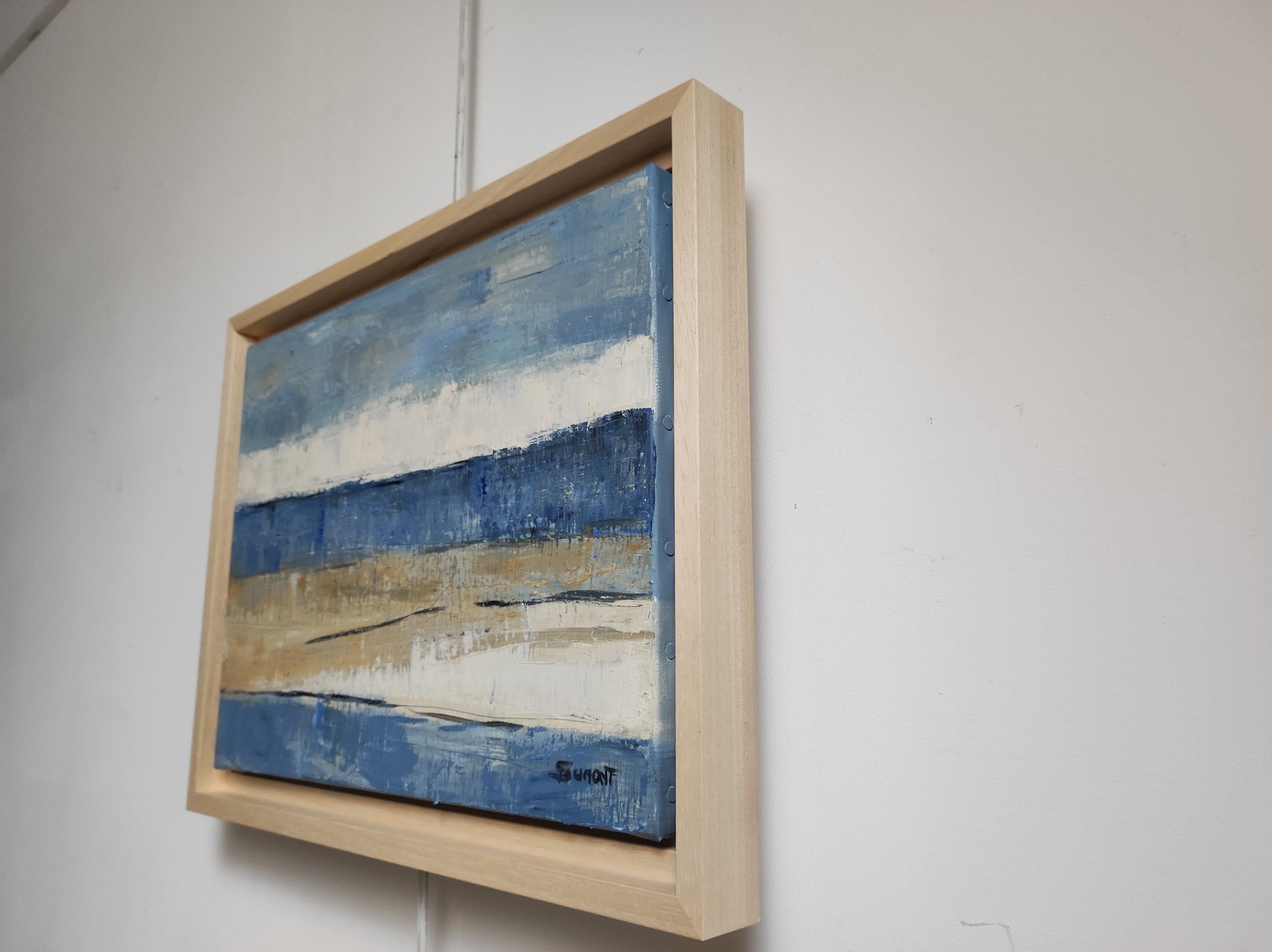 lumiere de nacre, seascape, blue seaside, semi abstract, oil, expressionism For Sale 4