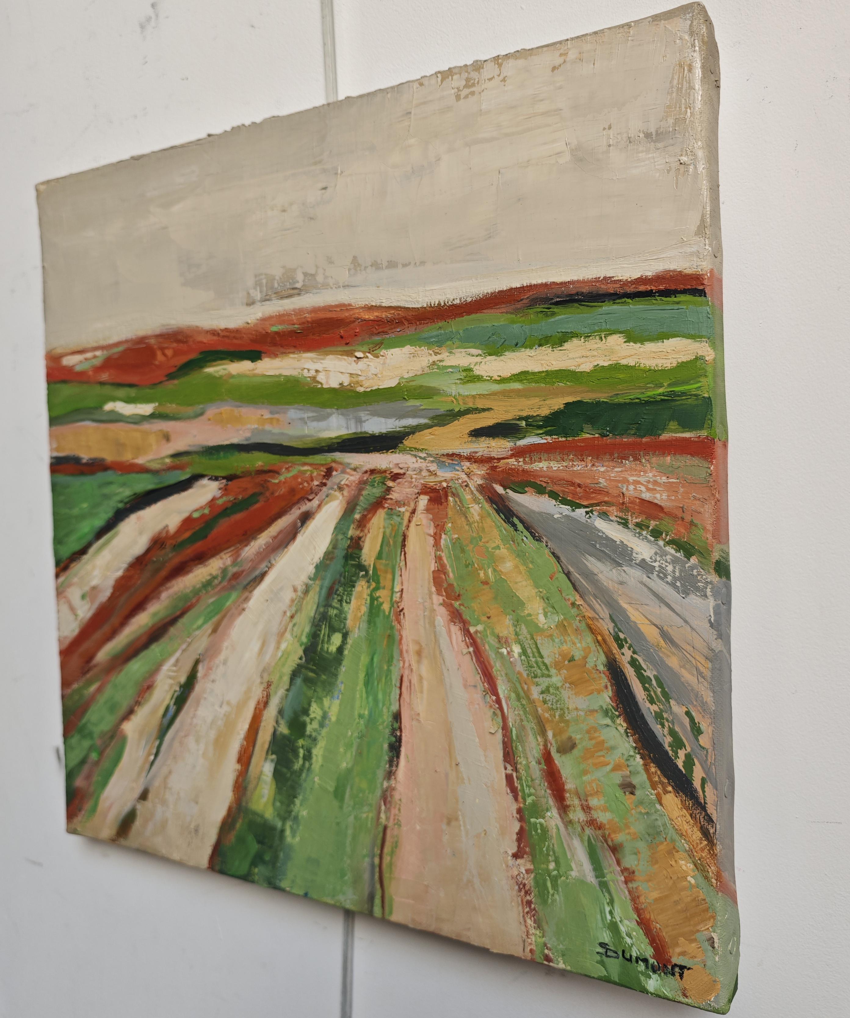 Lumiere des labours, Landschaft, Öl, Expressionismus, Mehrfarbig, Französisch, Abstrakt im Angebot 6