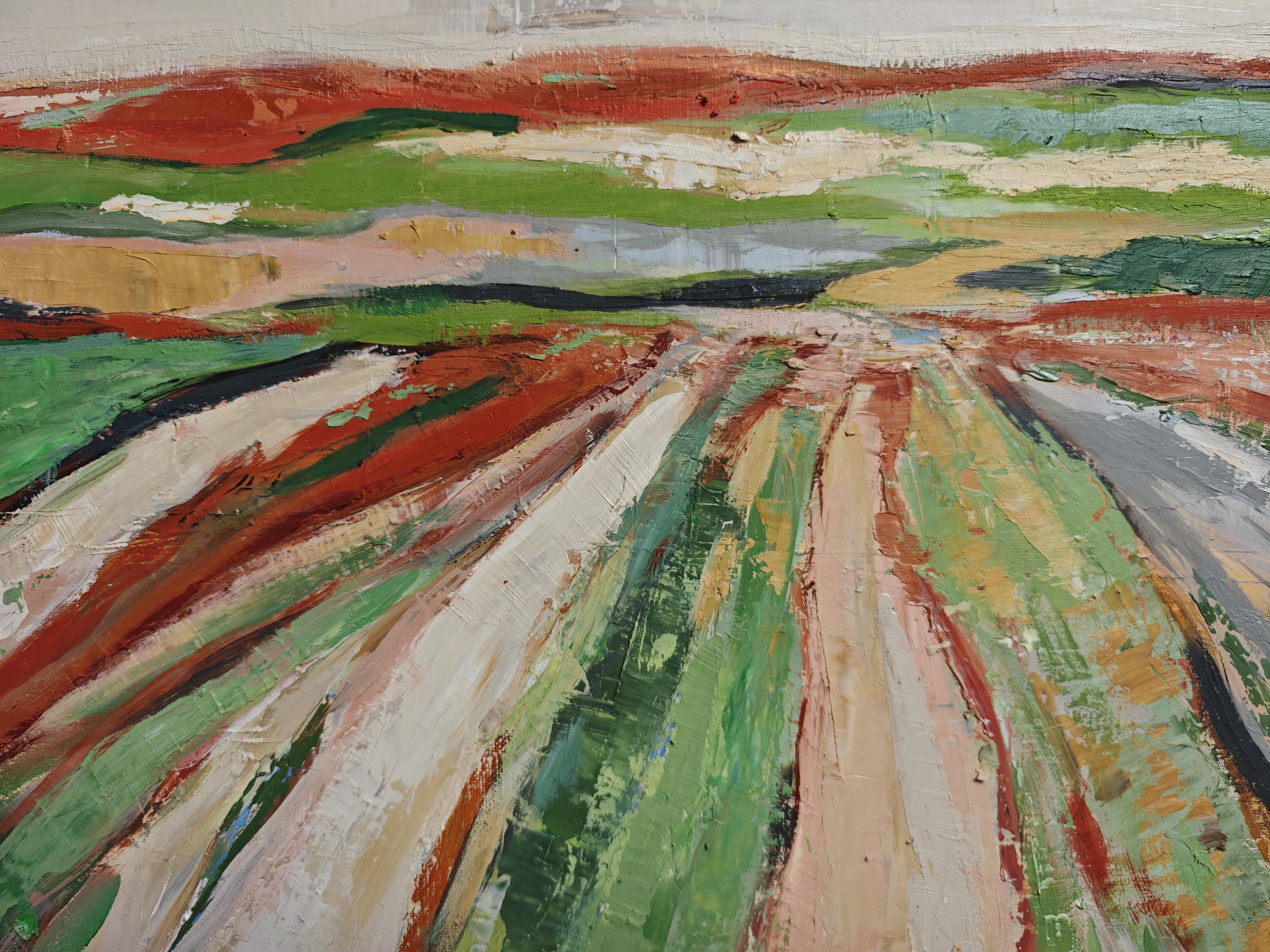 Lumiere des labours, Landschaft, Öl, Expressionismus, Mehrfarbig, Französisch, Abstrakt im Angebot 9