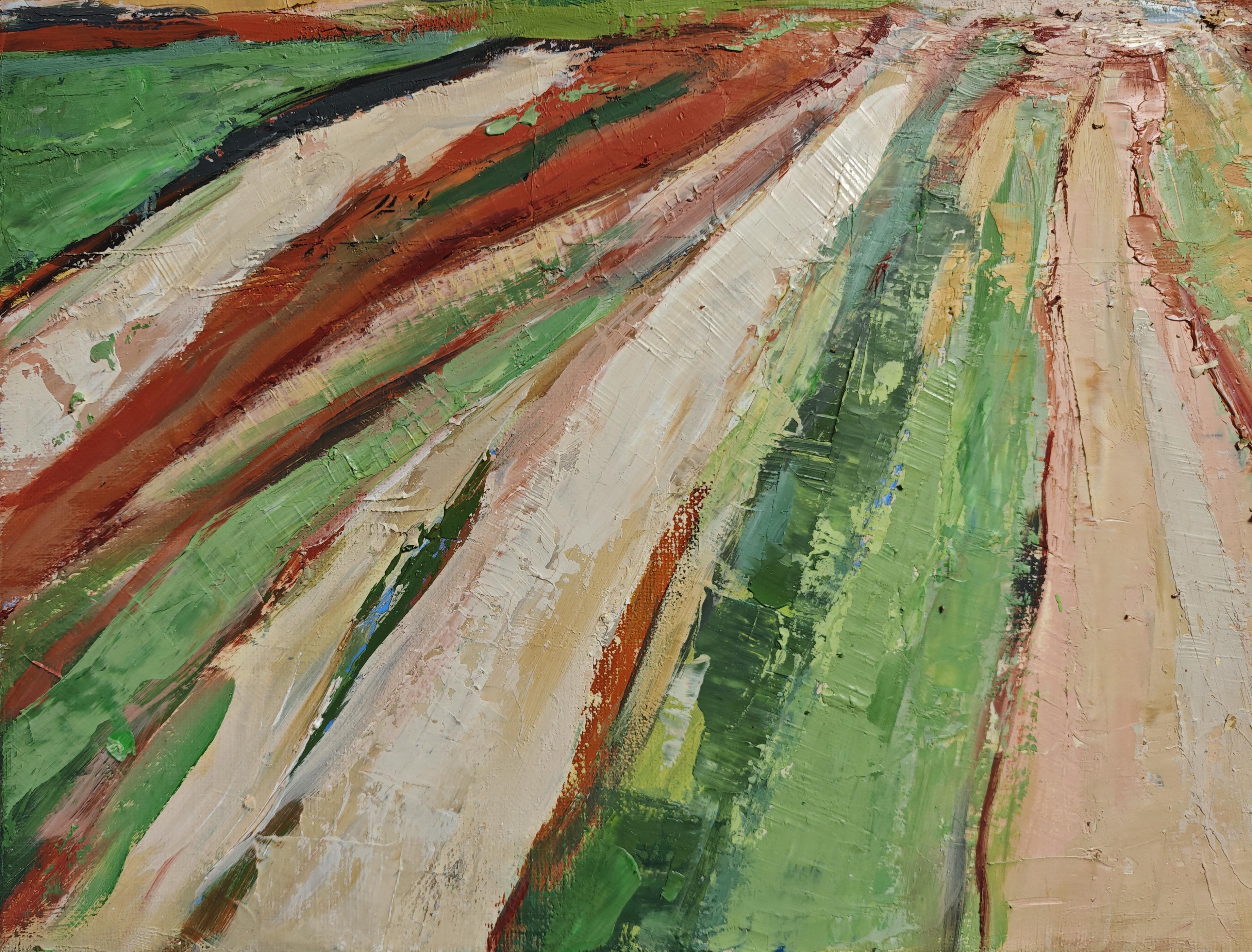 Lumiere des labours, Landschaft, Öl, Expressionismus, Mehrfarbig, Französisch, Abstrakt im Angebot 10