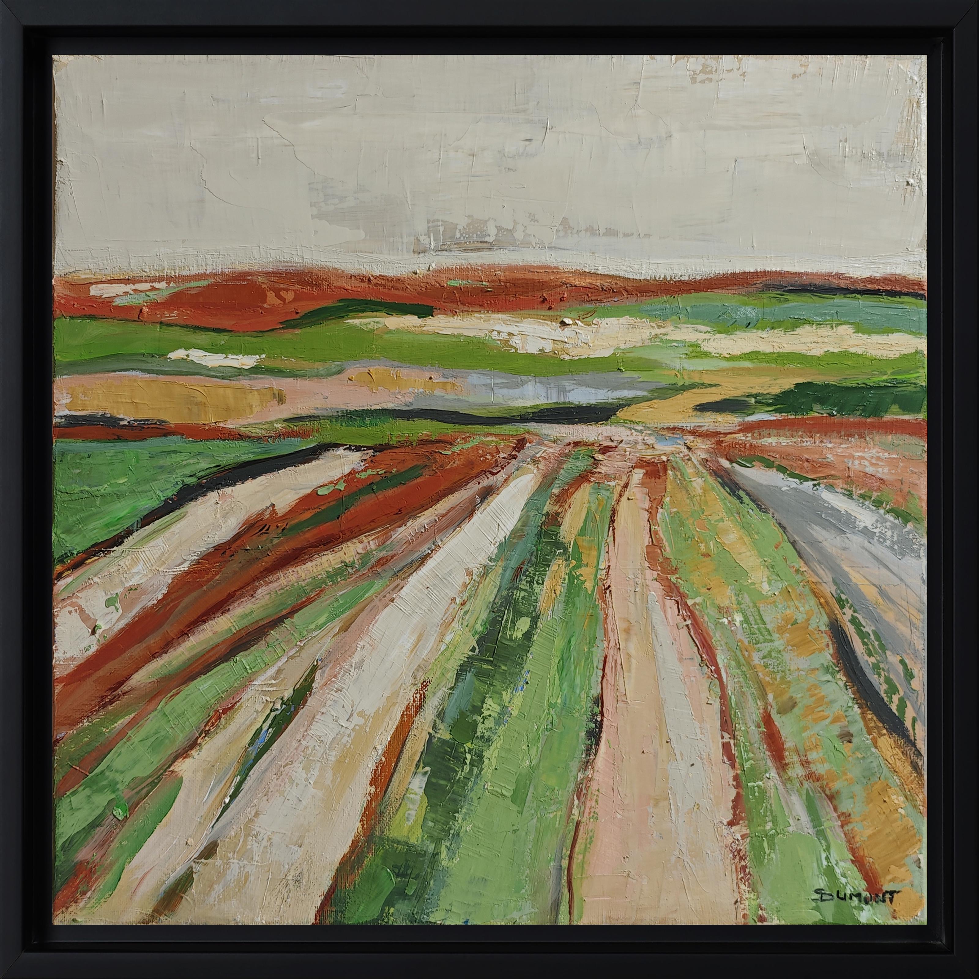 Lumiere des labours, Landschaft, Öl, Expressionismus, Mehrfarbig, Französisch, Abstrakt (Abstrakter Expressionismus), Painting, von SOPHIE DUMONT