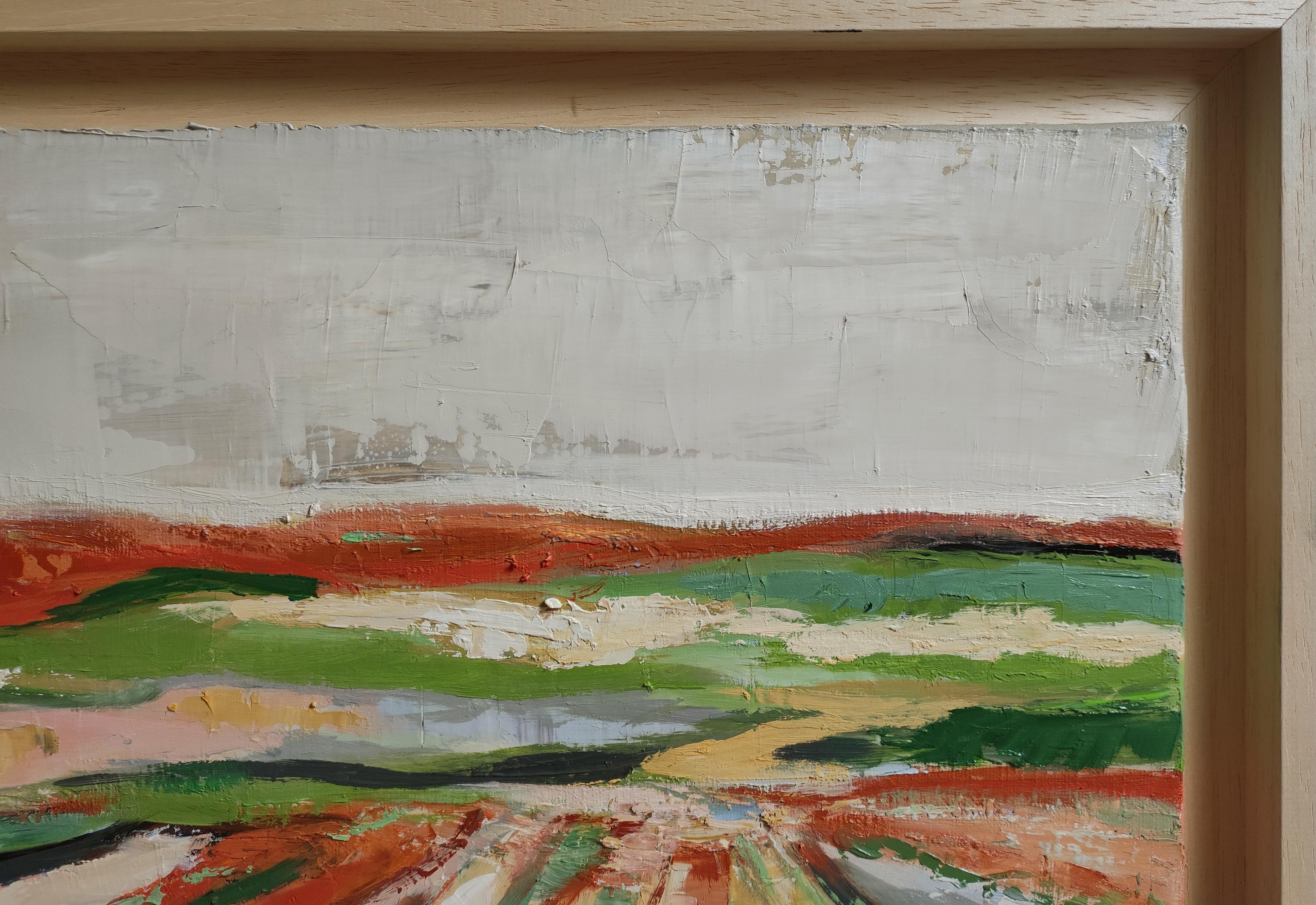 Lumiere des labours, Landschaft, Öl, Expressionismus, Mehrfarbig, Französisch, Abstrakt im Angebot 1