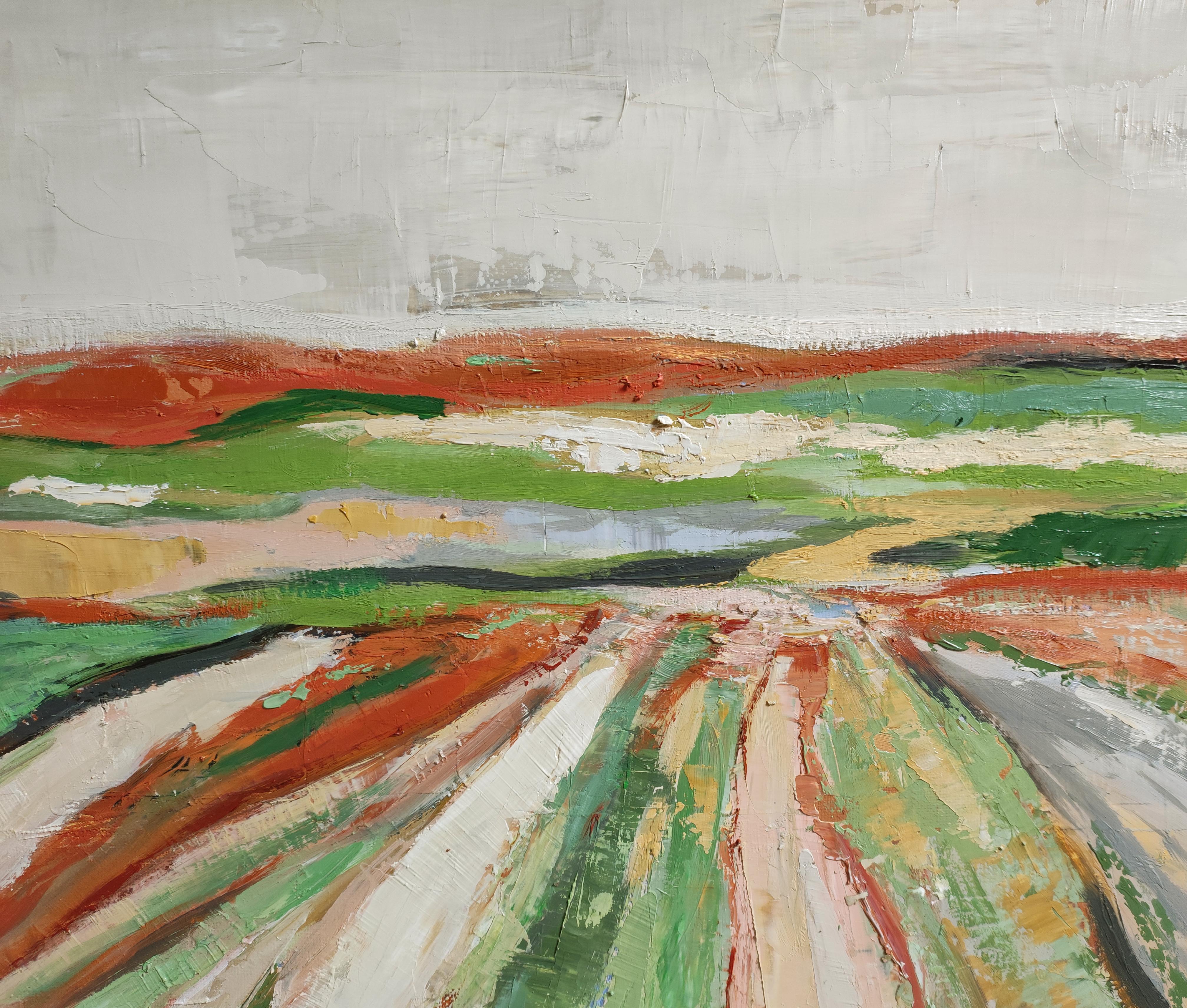 Lumiere des labours, Landschaft, Öl, Expressionismus, Mehrfarbig, Französisch, Abstrakt im Angebot 2