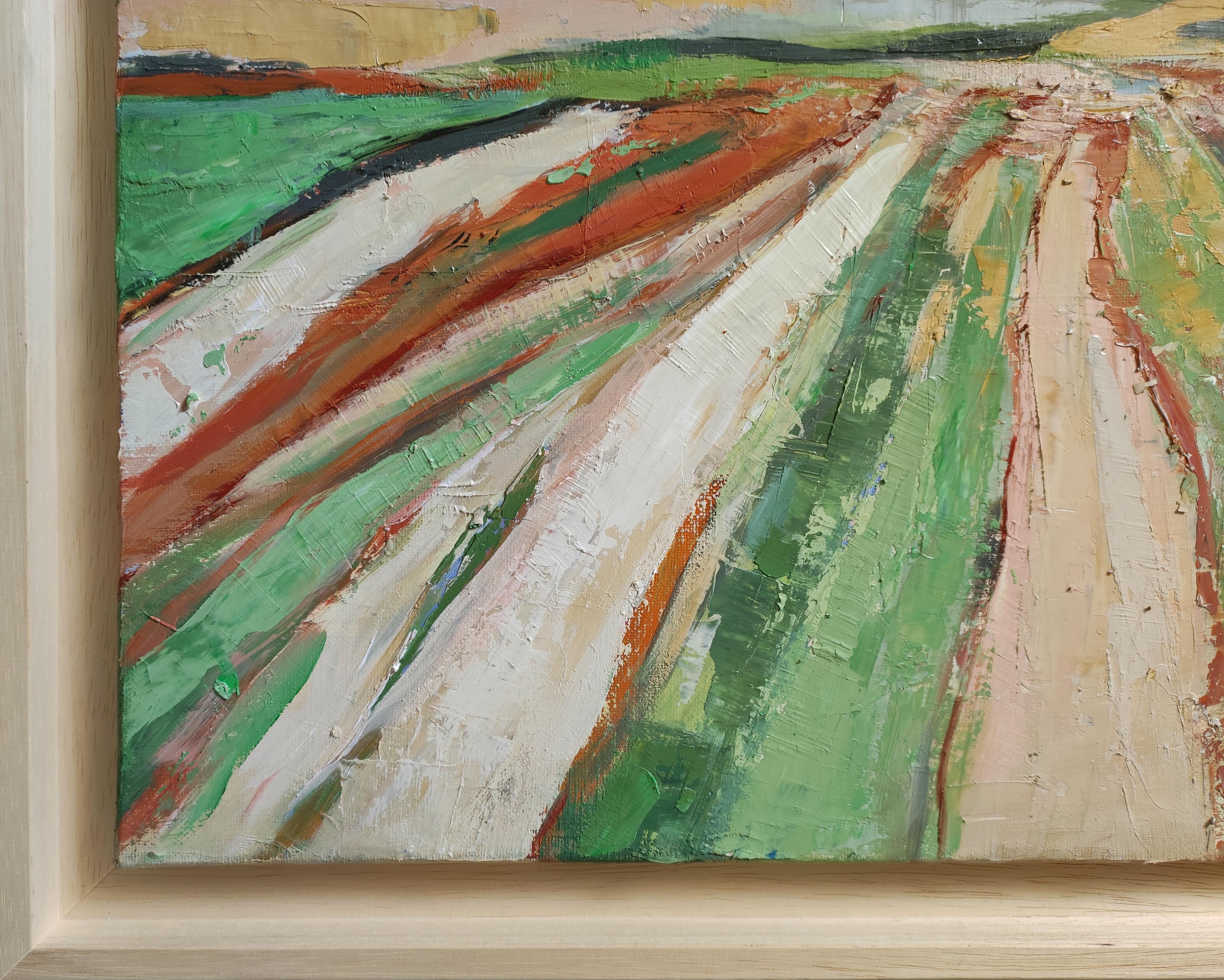 Lumiere des labours, Landschaft, Öl, Expressionismus, Mehrfarbig, Französisch, Abstrakt im Angebot 4