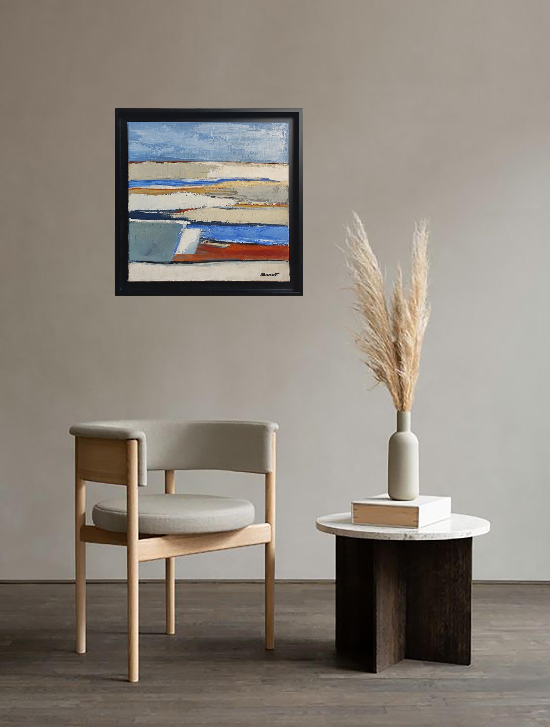  Created by contemporary artist Sophie Dumont, this oil on linen canvas piece offers immersion into a world where nature and architecture blend harmoniously.

Measuring a modest 40 x 40 cm (15.74 x 15.74 in)  framed in elegant dimensions of 47 x 47