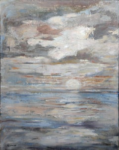 Luminescence, paysage impressionniste, bord de mer, huile sur toile 81x65 cm