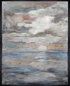 luminescence, paysage impressionniste, bord de mer , huile sur toile 81x65cm