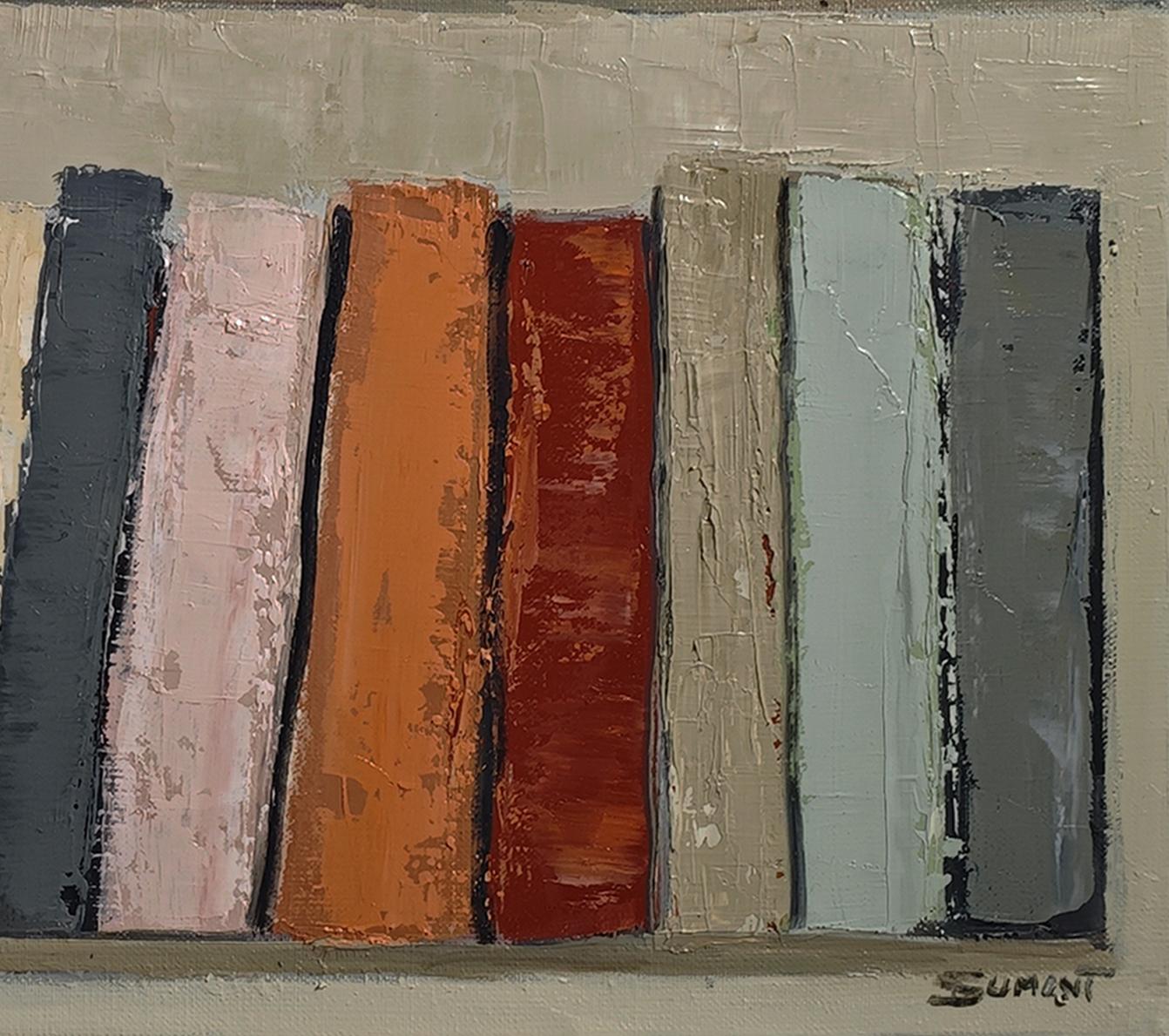 Méditation 2, Biblioteca astratta contemporanea, Espressionismo, francese, pittura a olio in vendita 5