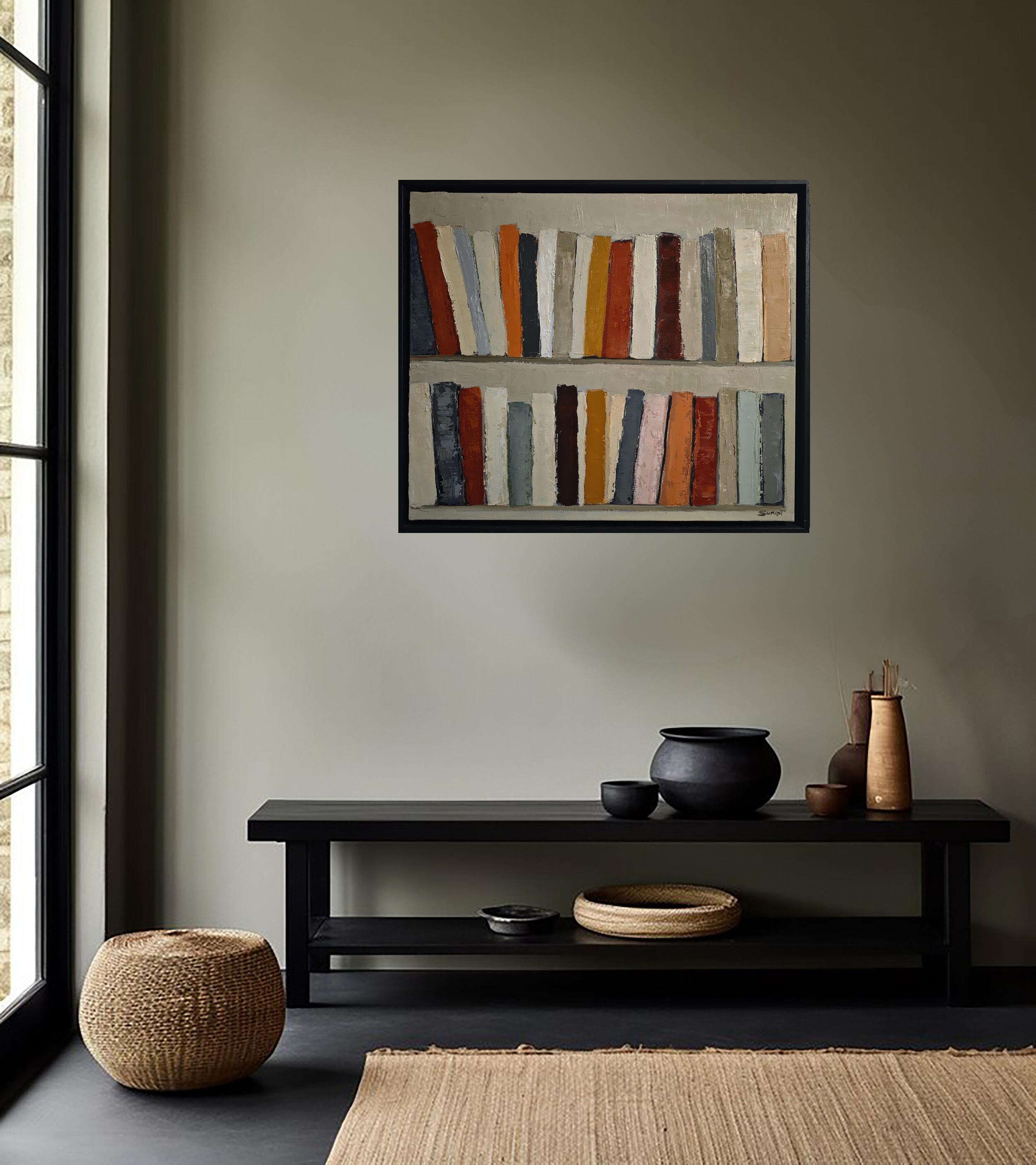 Méditation 2, Biblioteca astratta contemporanea, Espressionismo, francese, pittura a olio - Painting di SOPHIE DUMONT
