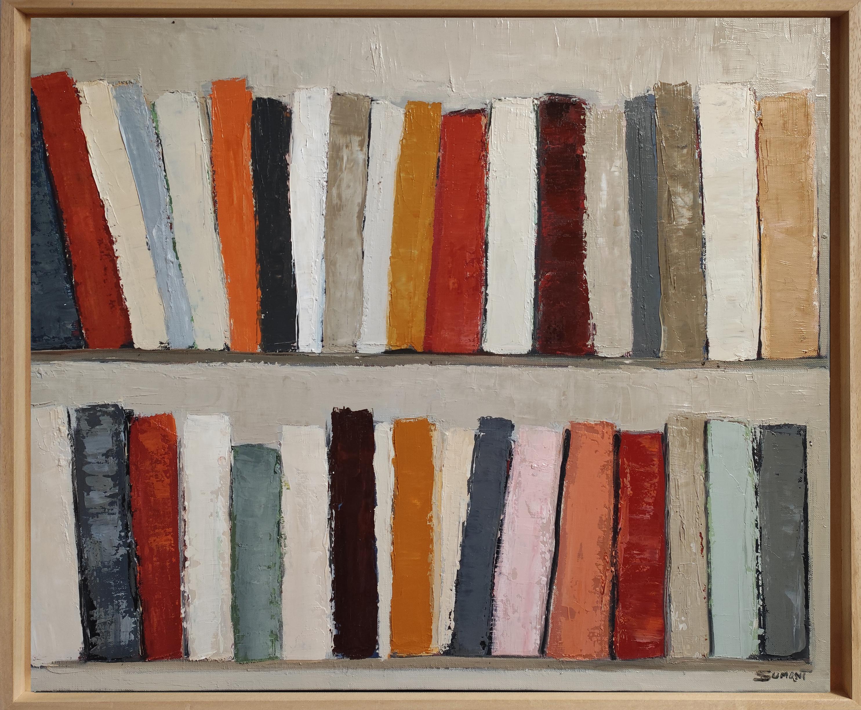 Méditation 2, Biblioteca astratta contemporanea, Espressionismo, francese, pittura a olio - Painting Espressionismo astratto di SOPHIE DUMONT