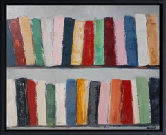 meditation  library, multicolor abstract, expressionism, geometric, textured