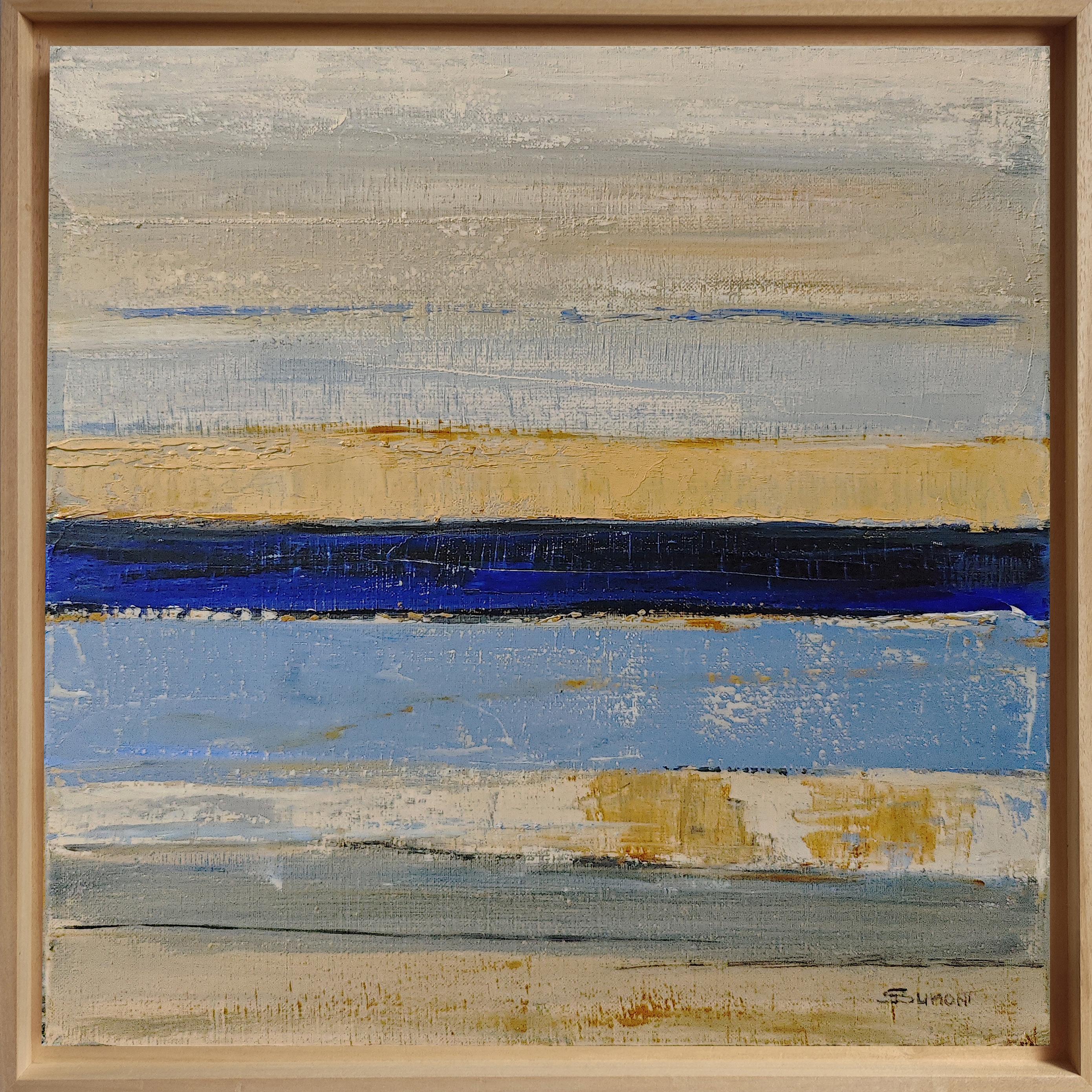 Melodies de l'Ocean, Paesaggio astratto, Contemporaneo, Moderno, Francese, Azzurro, Tan - Painting Espressionismo astratto di SOPHIE DUMONT