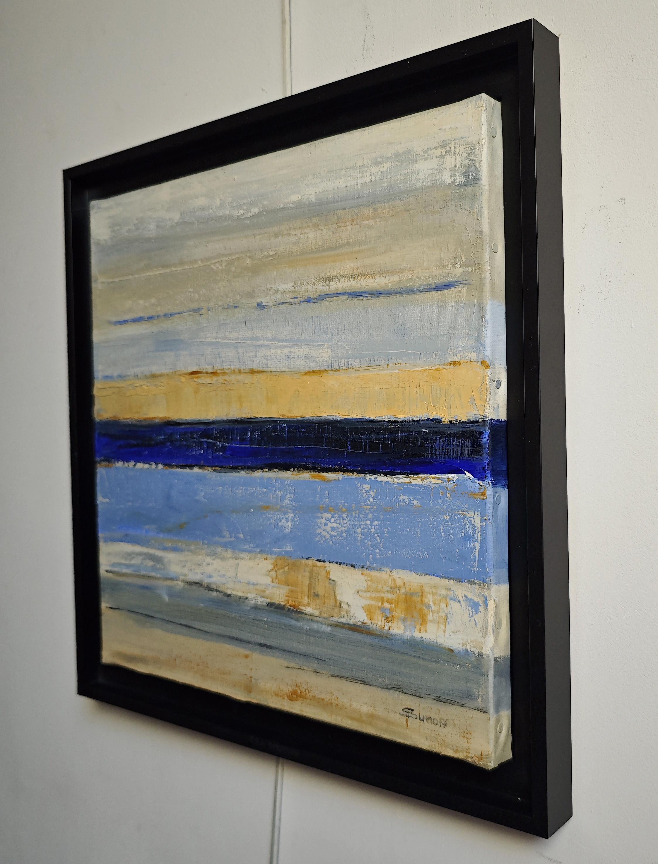 Melodies de l'Ocean, Paesaggio astratto, Contemporaneo, Moderno, Francese, Azzurro, Tan - Painting di SOPHIE DUMONT