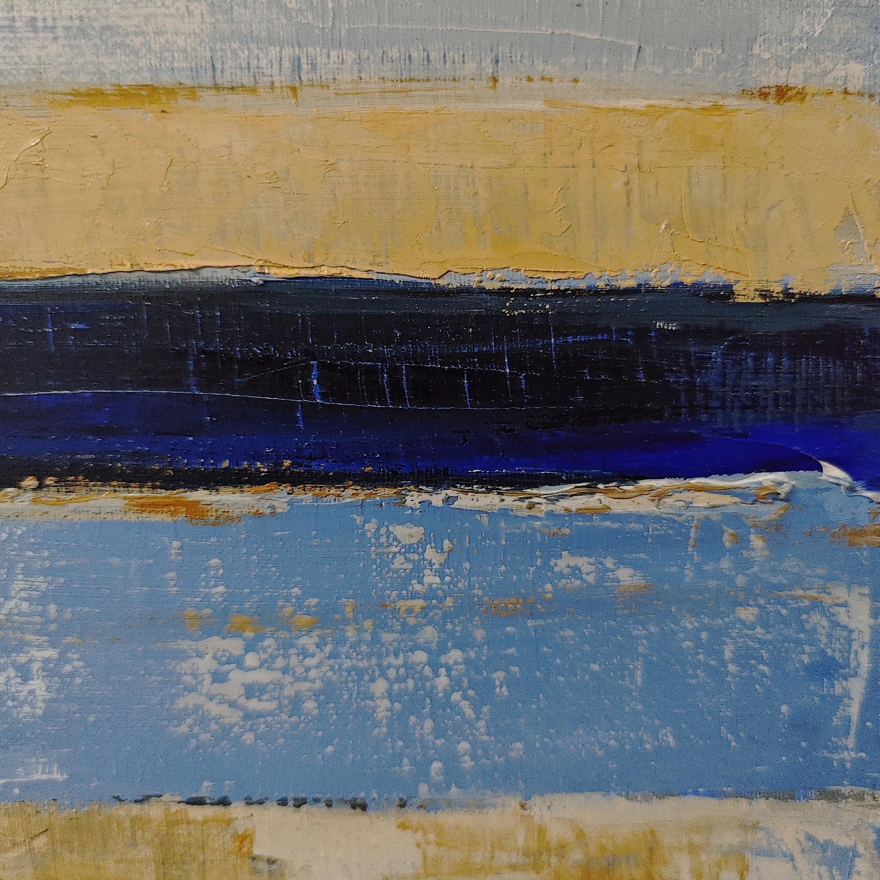 Melodies de l'Ocean, Paesaggio astratto, Contemporaneo, Moderno, Francese, Azzurro, Tan in vendita 1