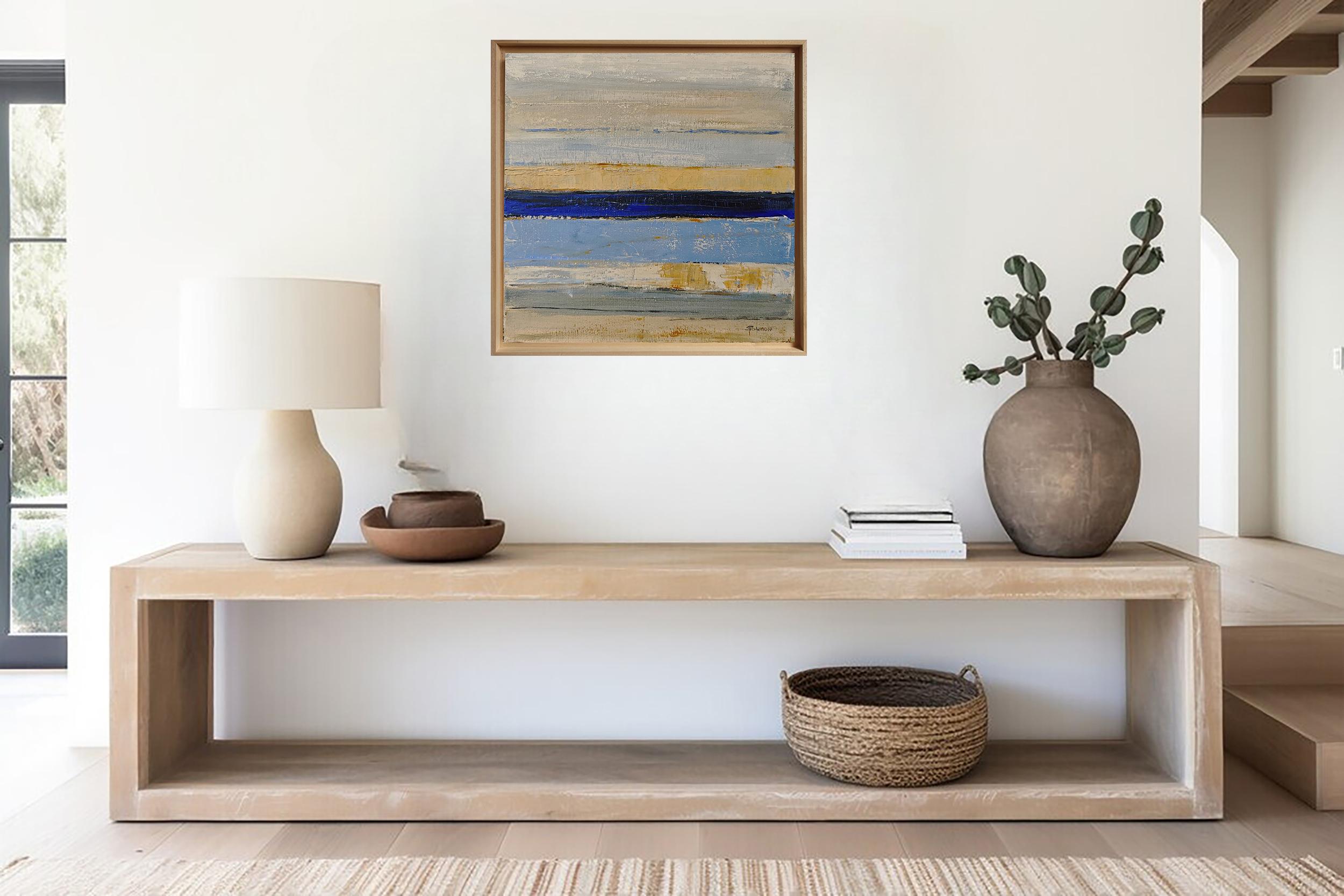 Melodies de l'Ocean, Paesaggio astratto, Contemporaneo, Moderno, Francese, Azzurro, Tan in vendita 5