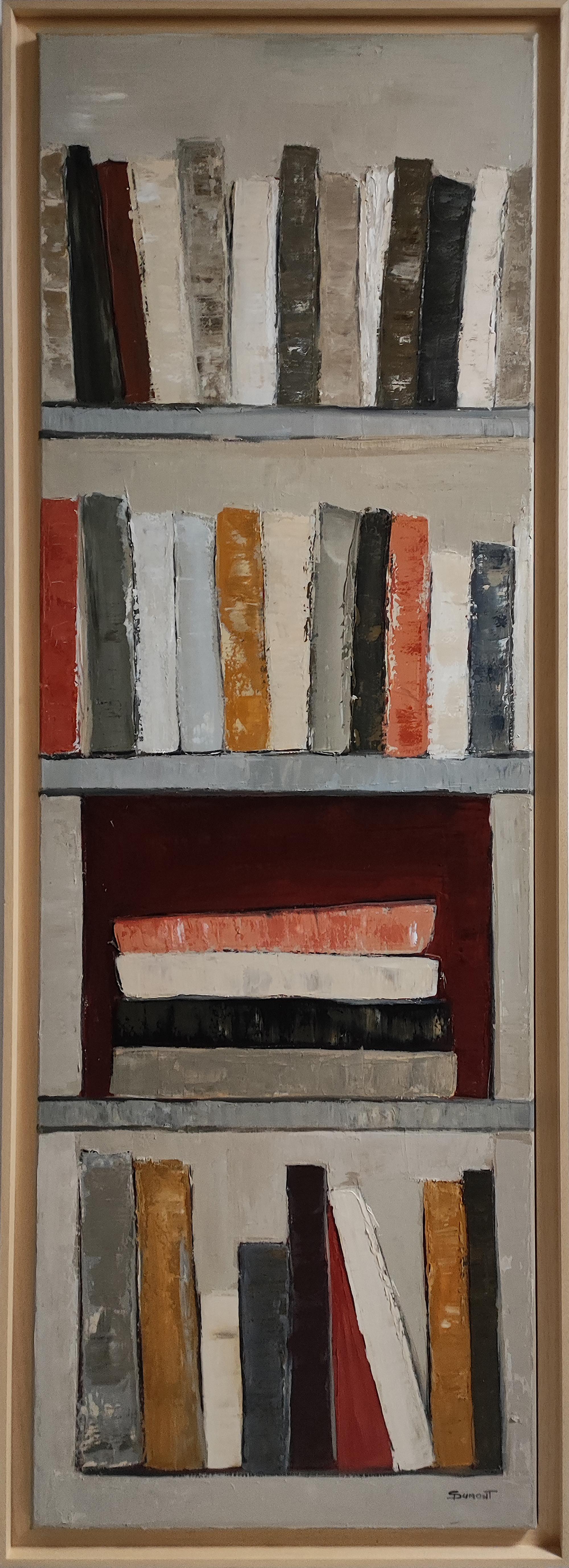 Mémoire Construite, Large Contemporary Abstract Library Painting, French