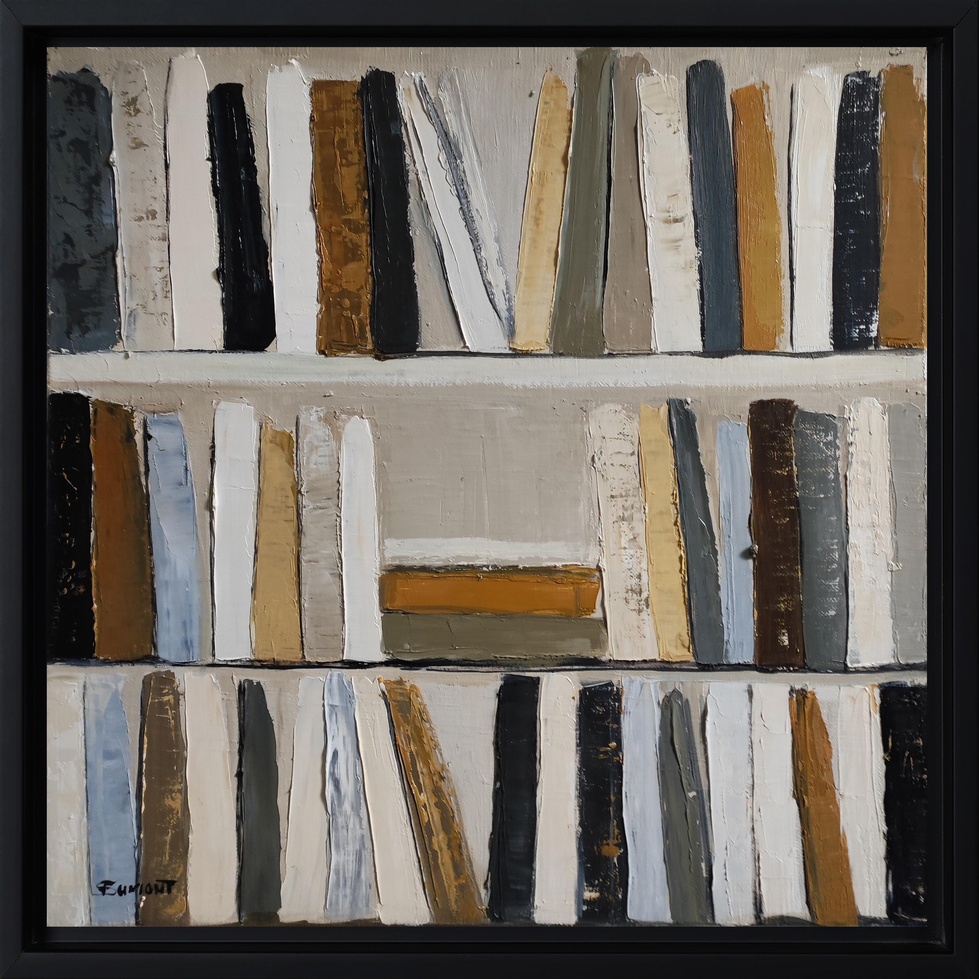Pittura astratta su scaffale - Olio su tela di un artista francese, 