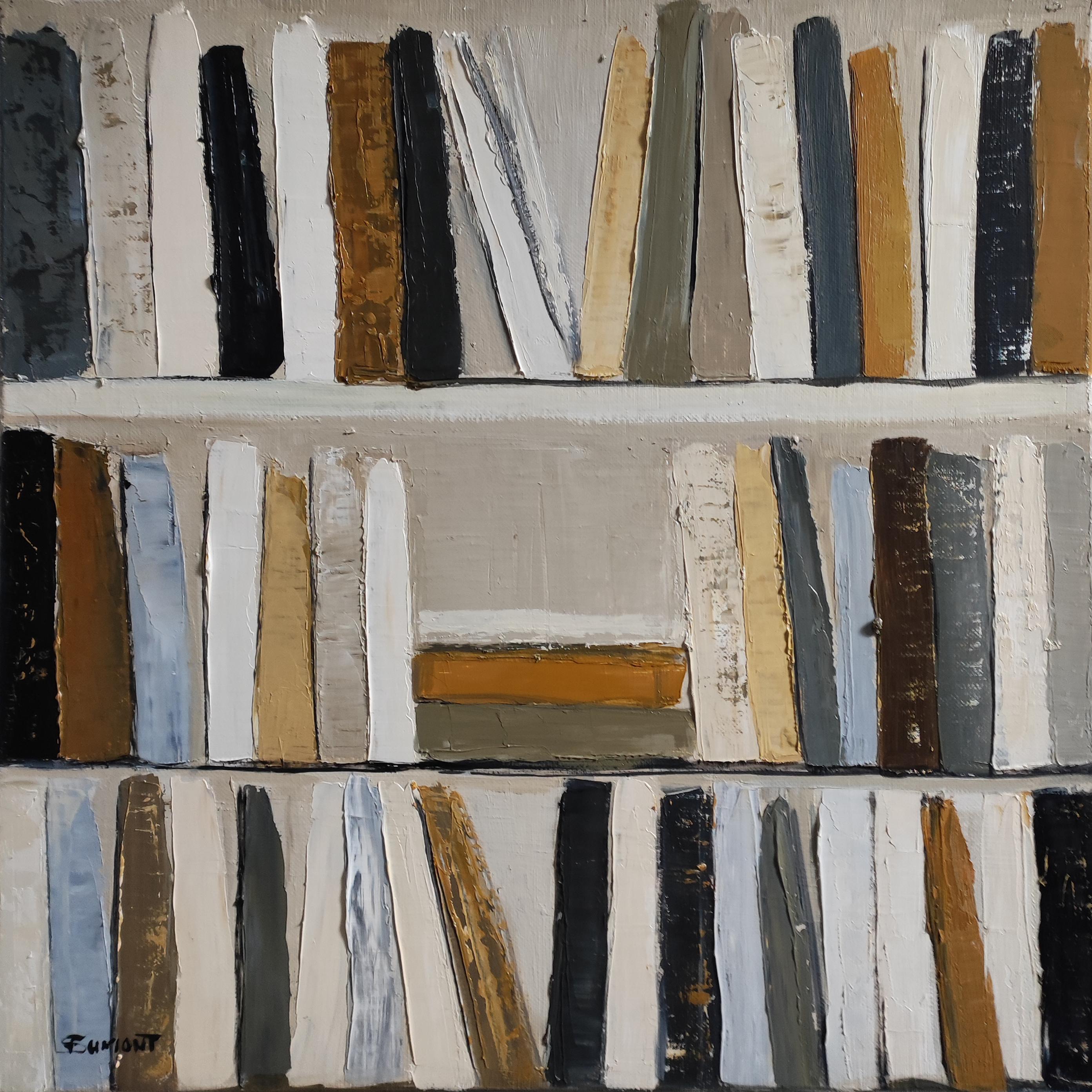 Pittura astratta su scaffale - Olio su tela di un artista francese, 