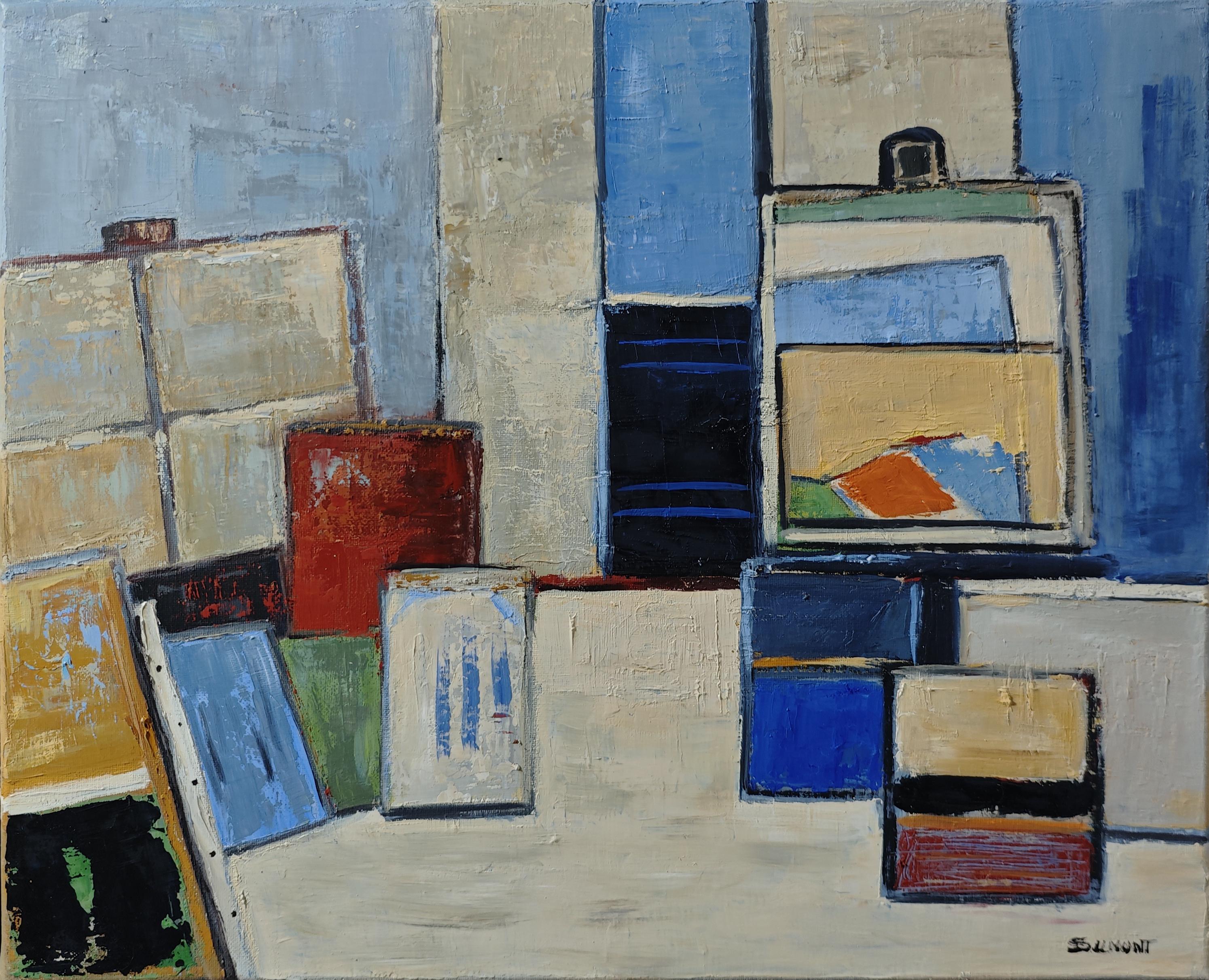 Mémoire d'Atelier, Komposition, Abstrakt Geometrisch, Contemporary, Kubismus, Französisch im Angebot 1