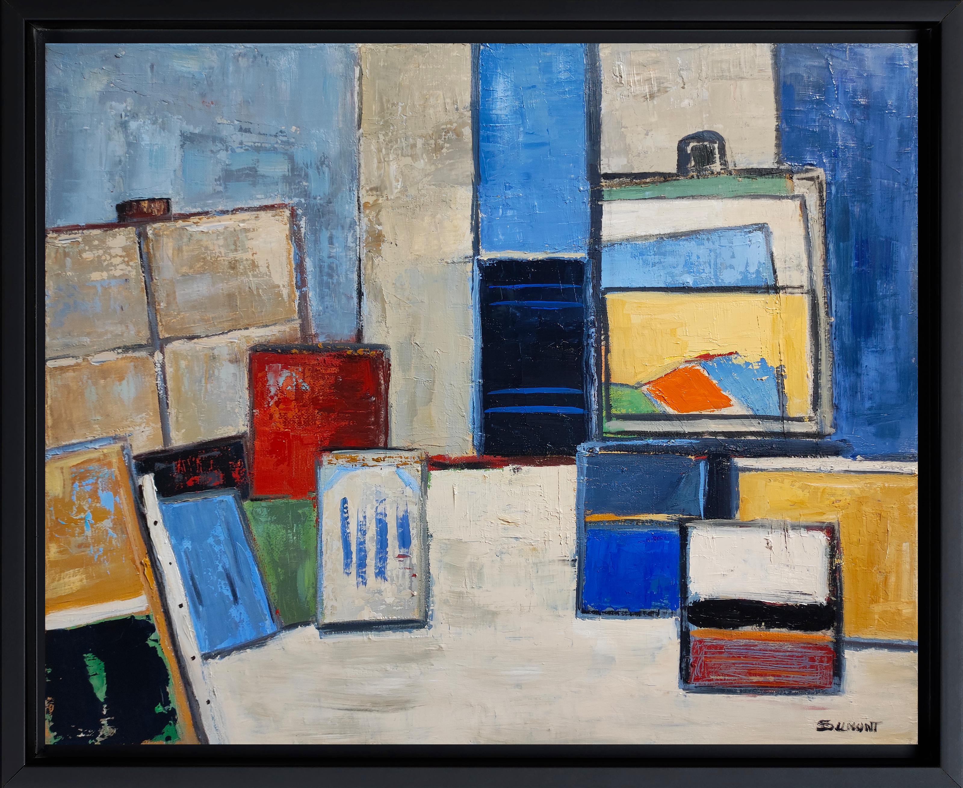 Mémoire d'Atelier, Composizione, Geometrico astratto, Contemporaneo, Cubismo, Francese - Painting di SOPHIE DUMONT