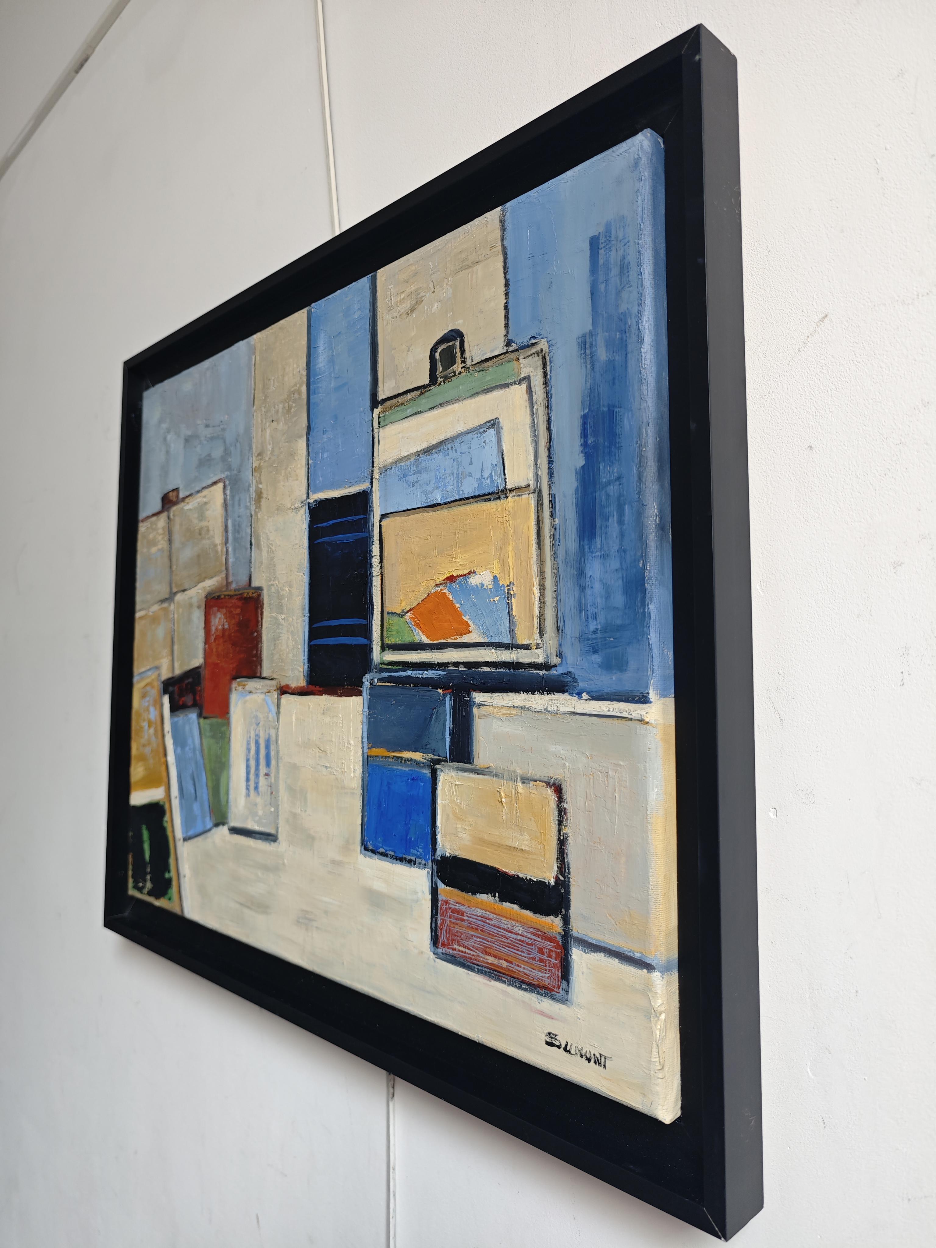 Mémoire d'Atelier, Komposition, Abstrakt Geometrisch, Contemporary, Kubismus, Französisch – Painting von SOPHIE DUMONT