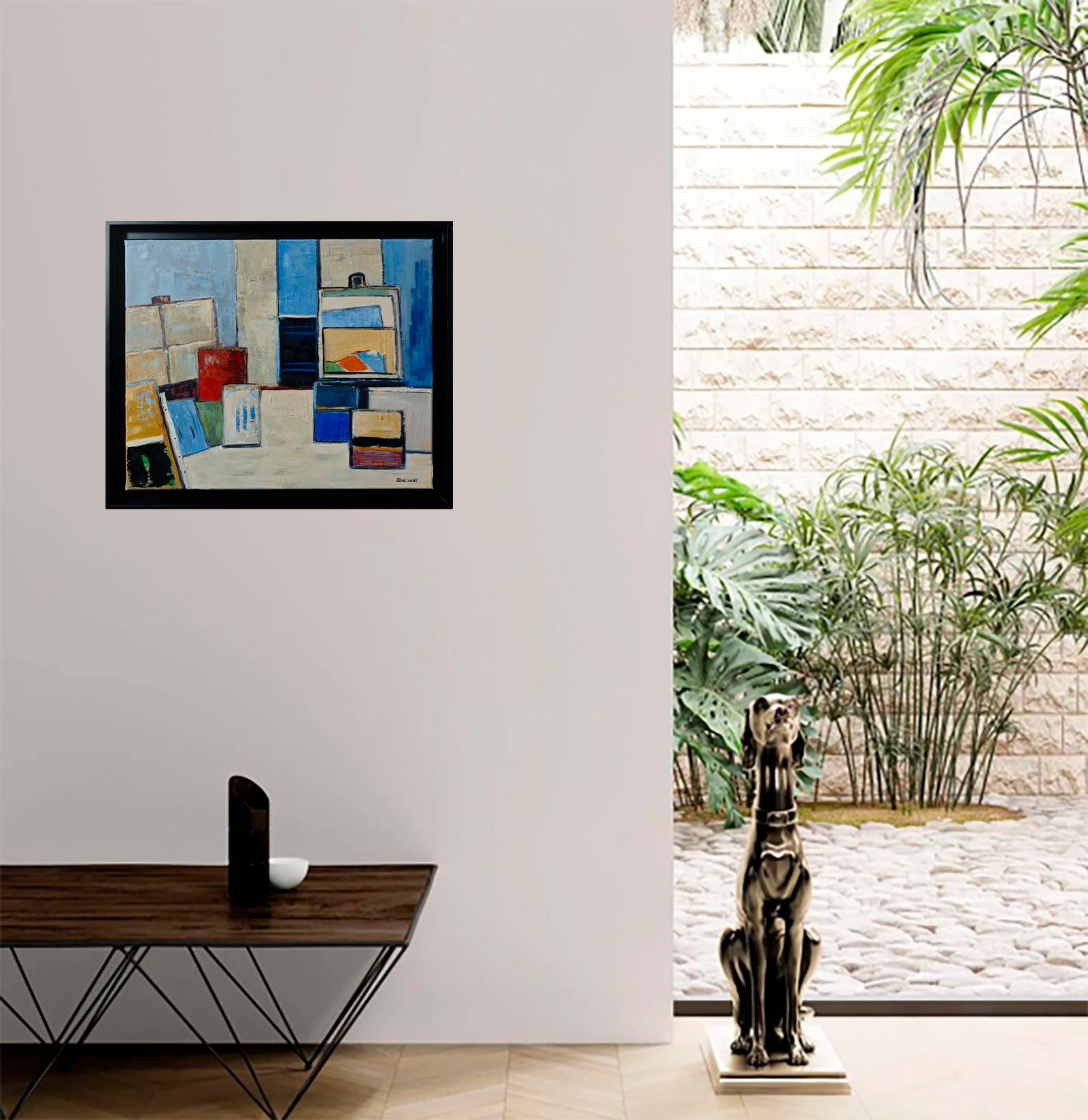 Mémoire d'Atelier, Komposition, Abstrakt Geometrisch, Contemporary, Kubismus, Französisch (Grau), Abstract Painting, von SOPHIE DUMONT