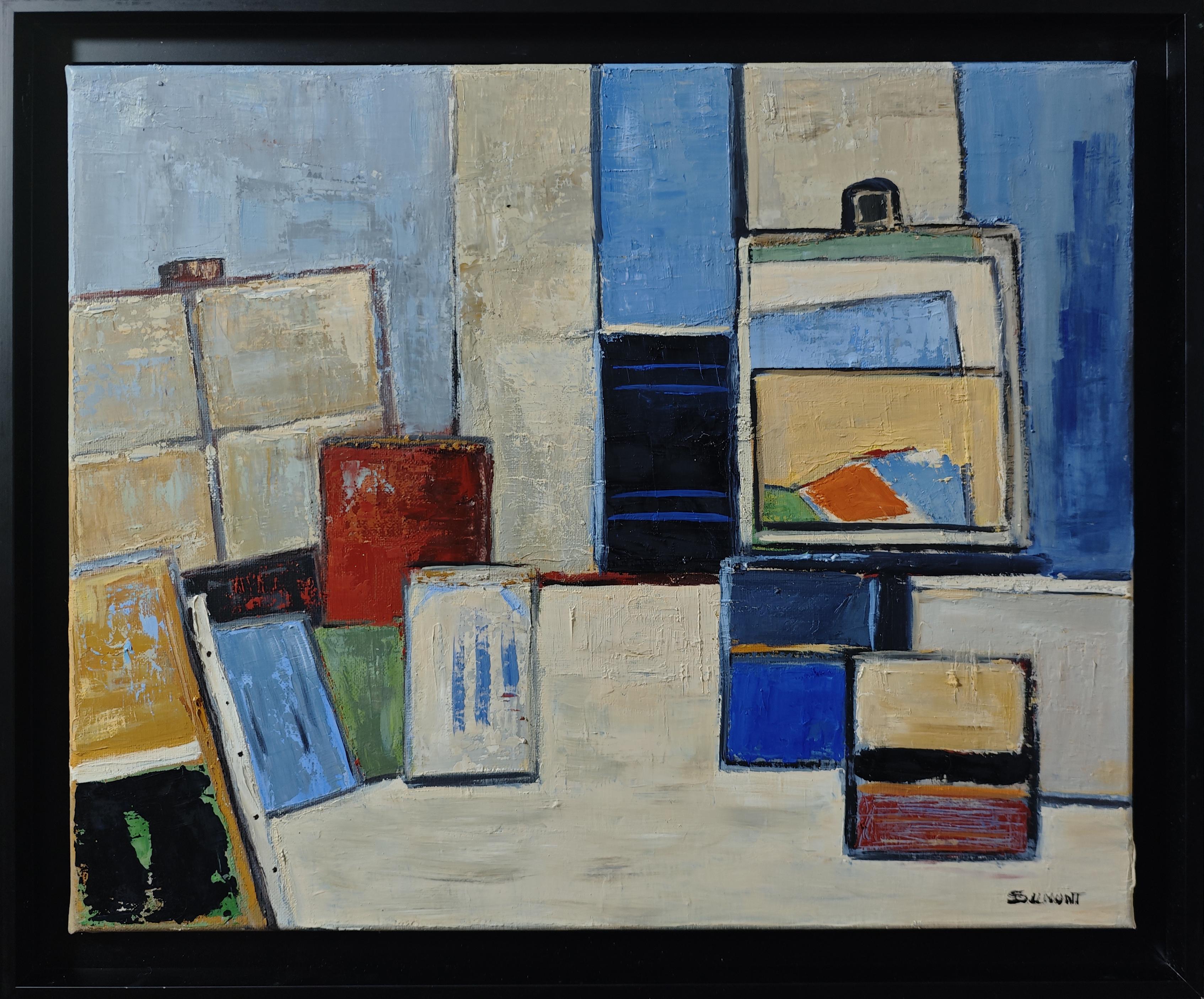 Mémoire d'Atelier, Composition, Abstract Geometric, Contemporary, Cubism, French