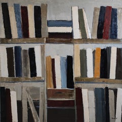 Mémoire en Équilibre, Large Abstract Oil Painting, Signed, 107 cm