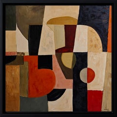 Architecture of Colors, Large Abstract Oil Painting, Signed, 107 cm